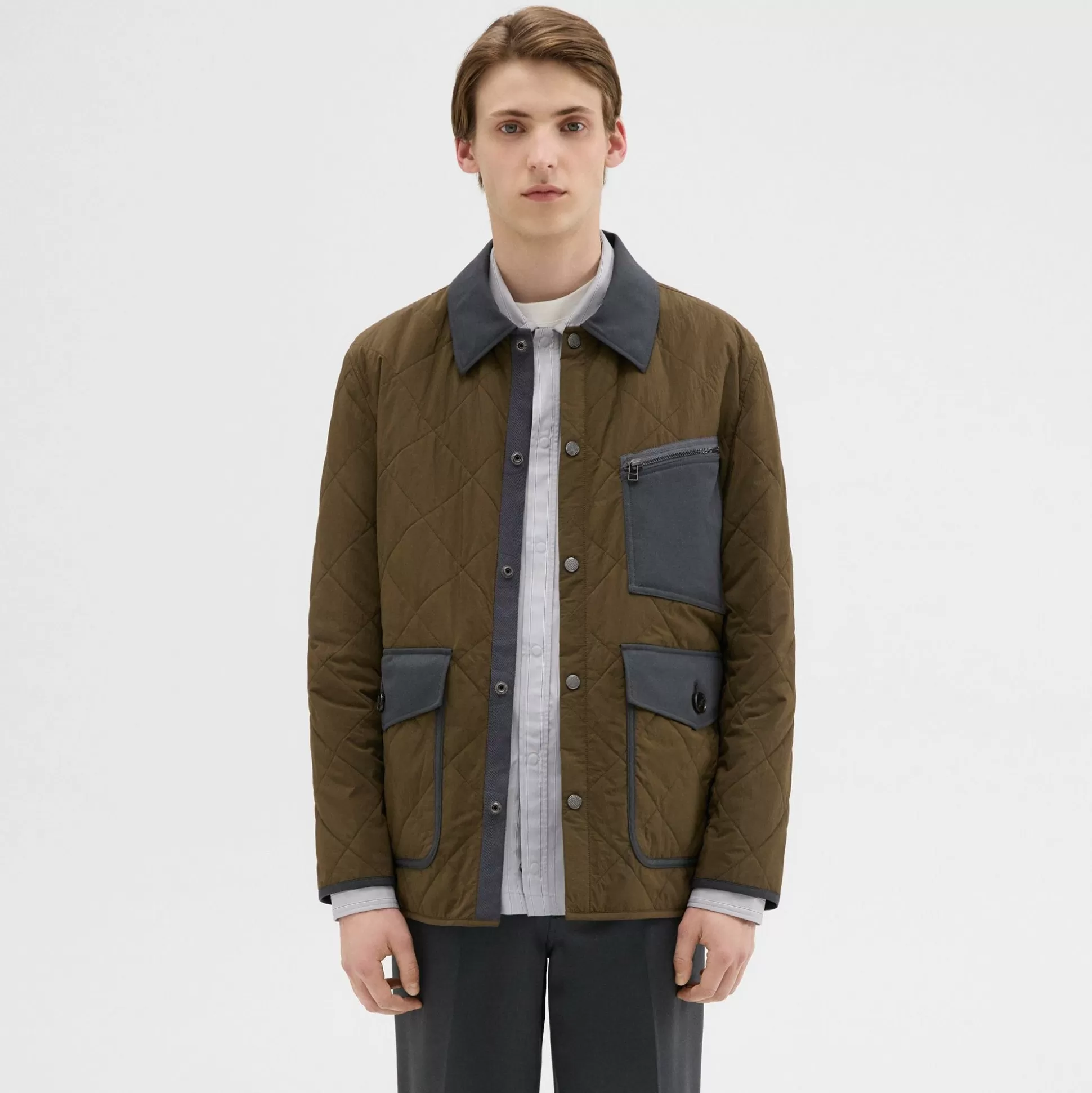 Theory Quilted Feather Nylon Barn Jacket-Men Outerwear