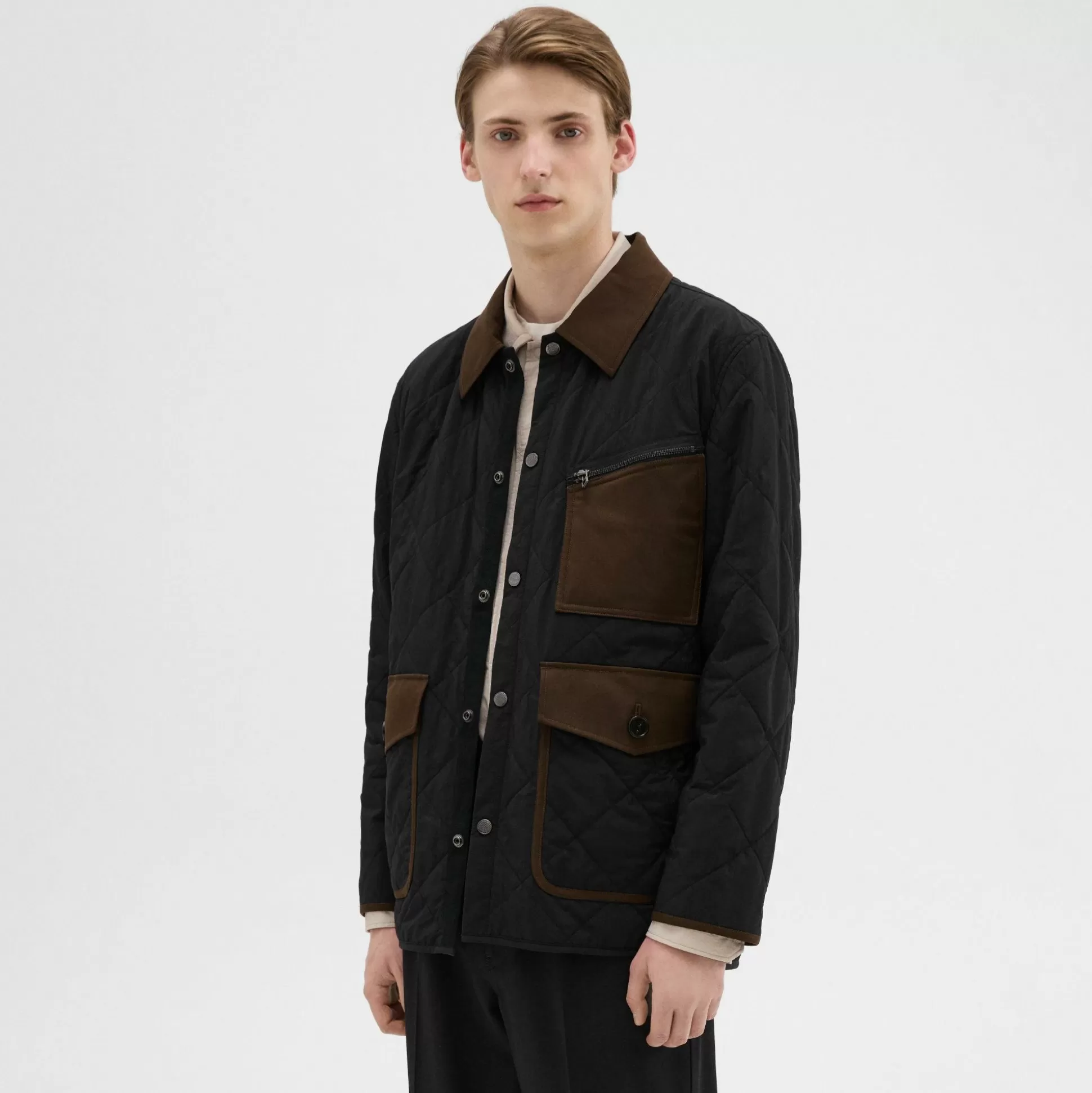 Theory Quilted Feather Nylon Barn Jacket-Men Outerwear