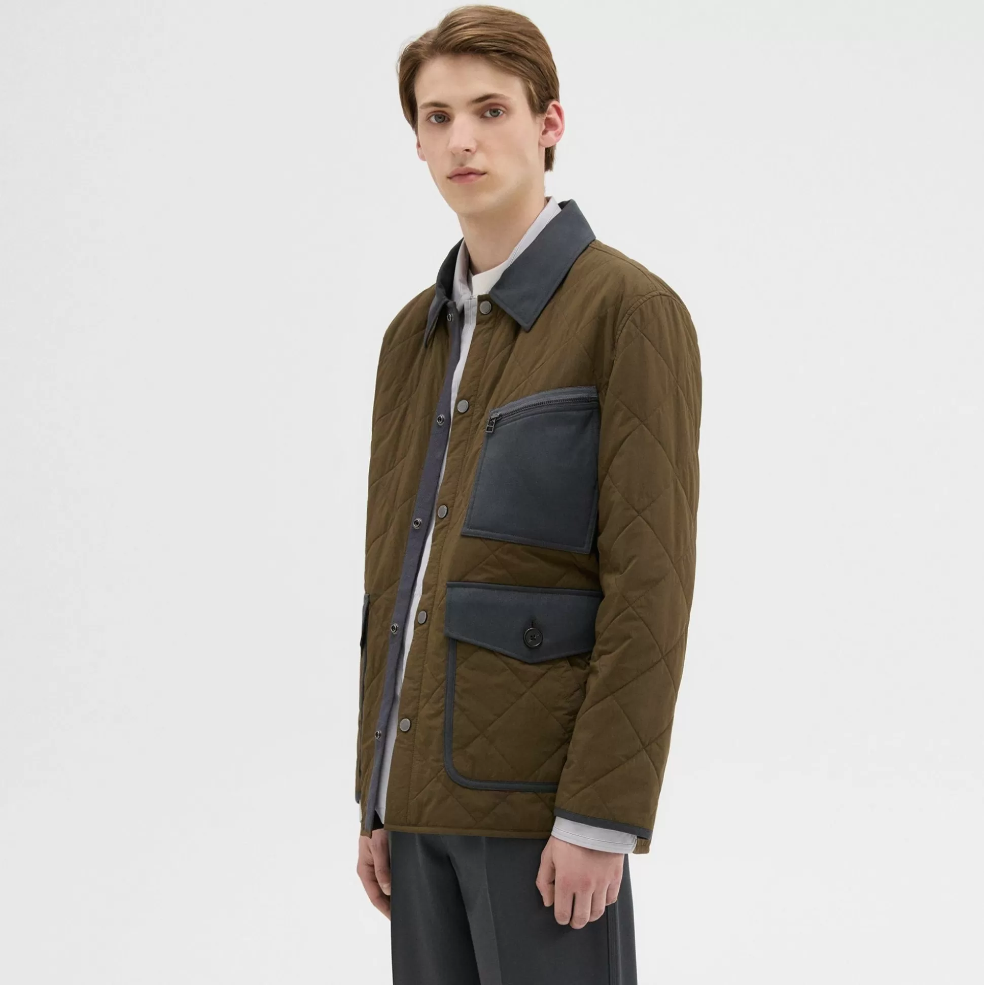 Theory Quilted Feather Nylon Barn Jacket-Men Outerwear