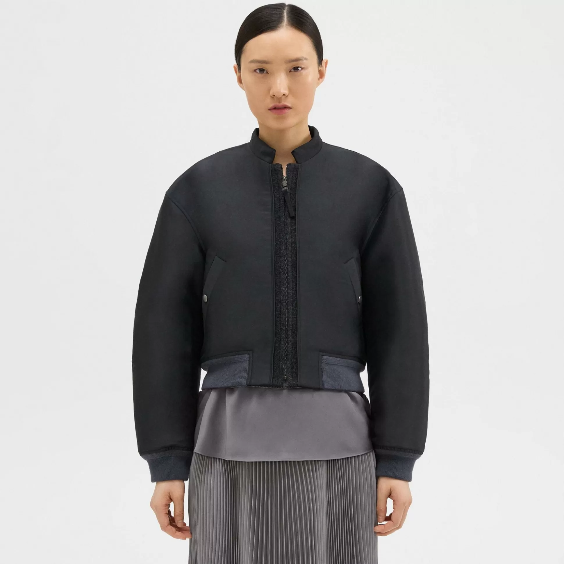 Theory Recycled Poly Reversible Bomber Jacket-Women Outerwear