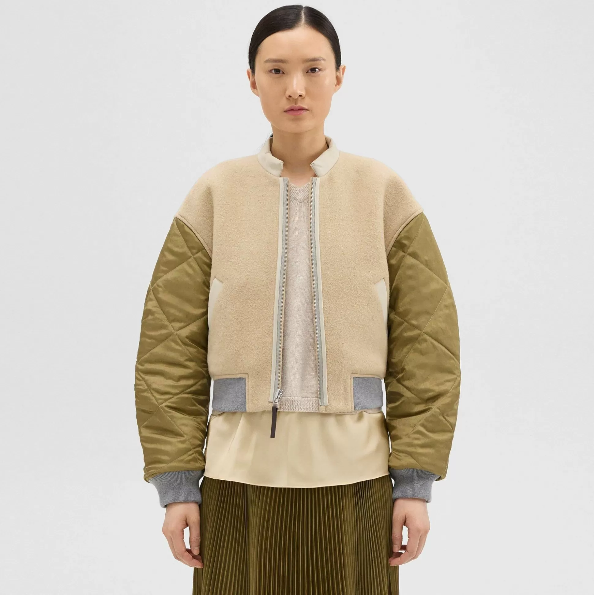 Theory Recycled Poly Reversible Bomber Jacket-Women Outerwear