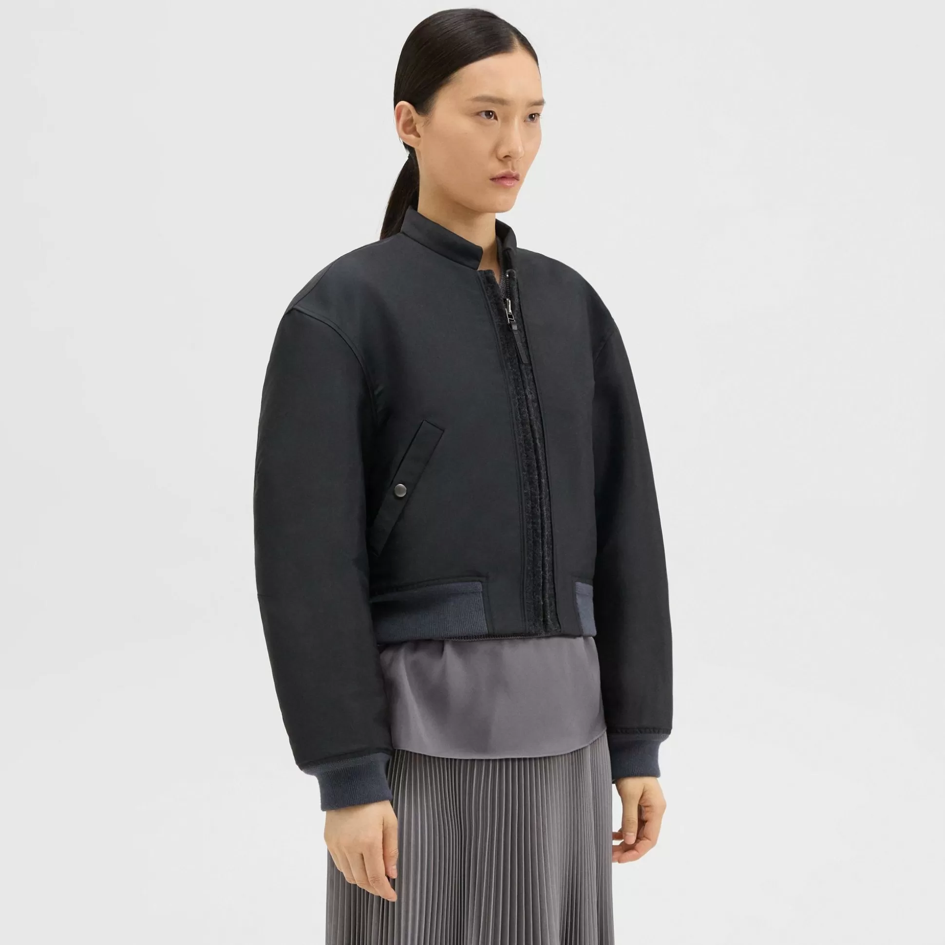 Theory Recycled Poly Reversible Bomber Jacket-Women Outerwear