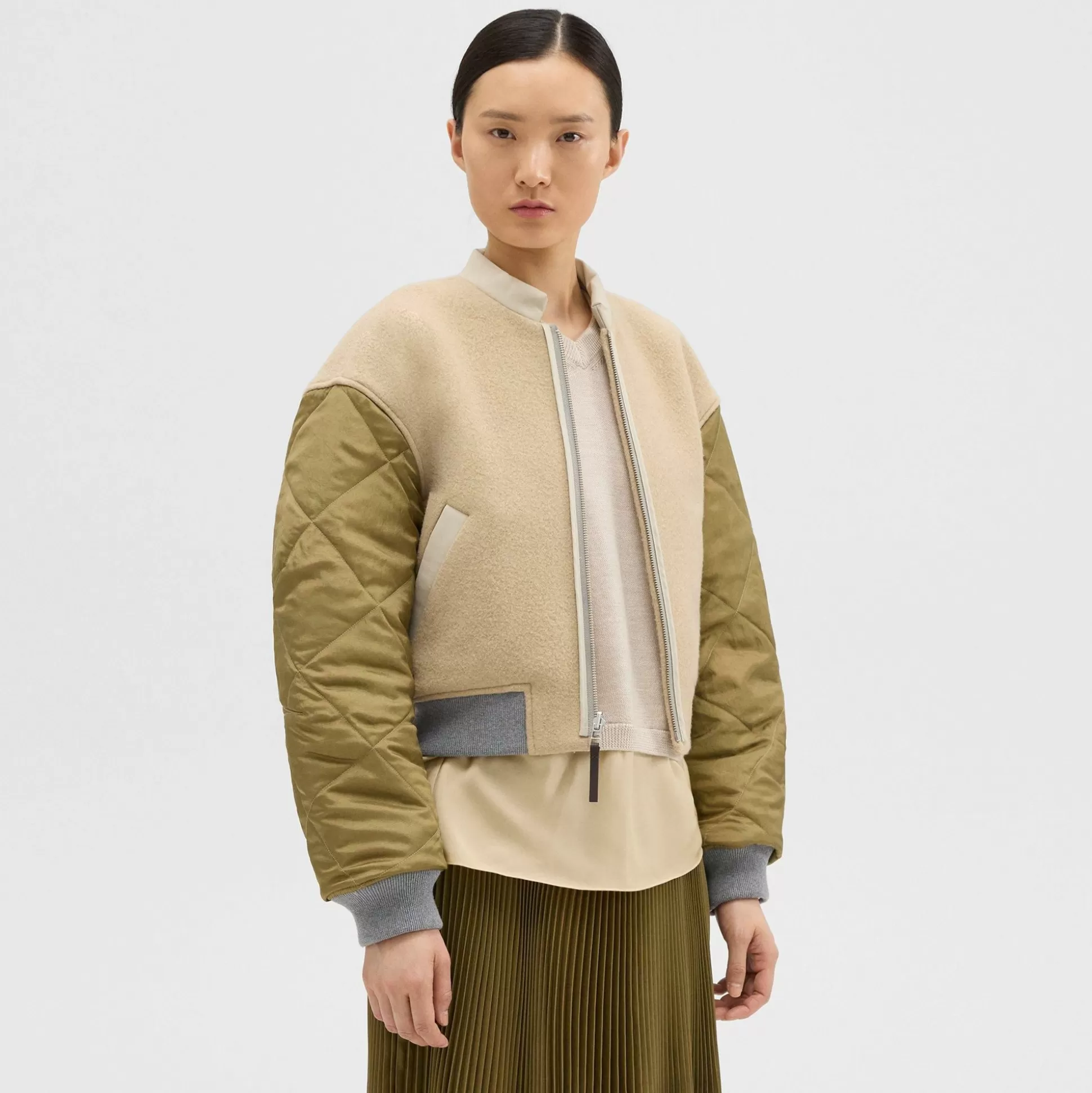 Theory Recycled Poly Reversible Bomber Jacket-Women Outerwear