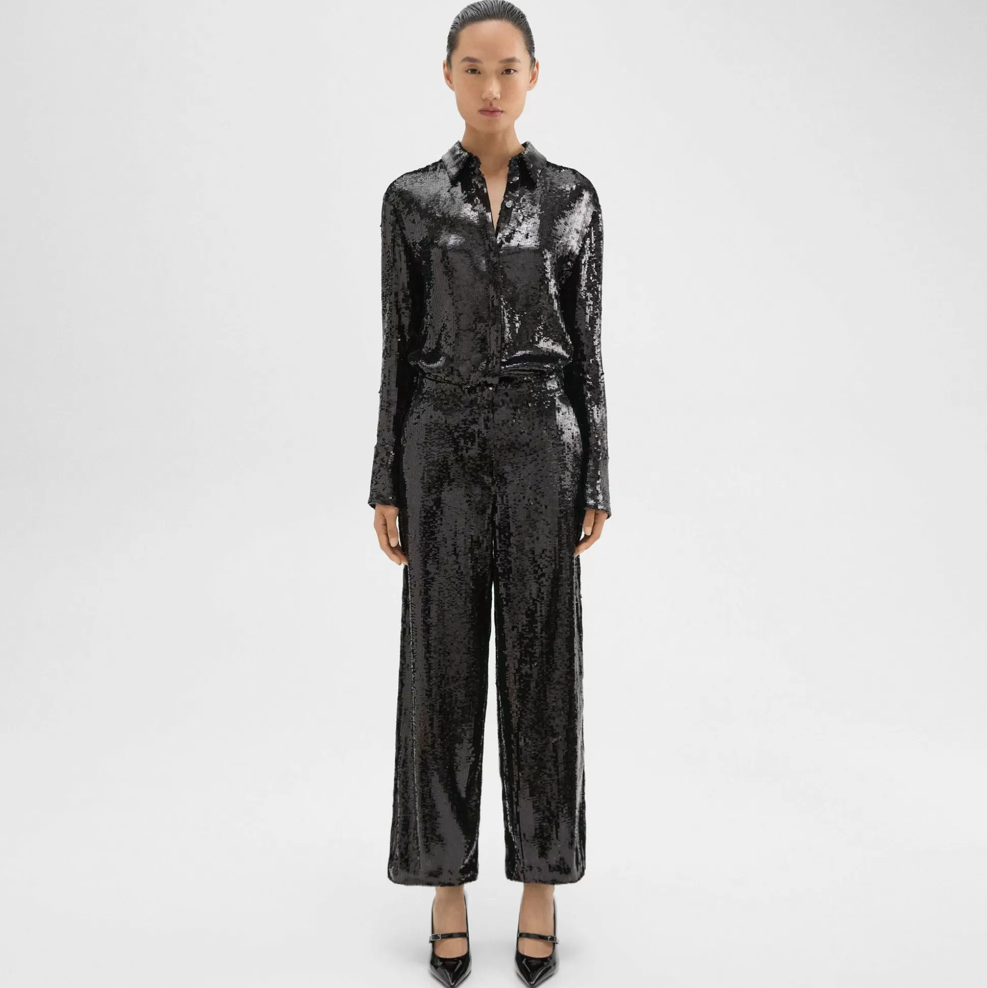 Theory Relaxed Straight Pant In Recycled Sequins-Women Pants