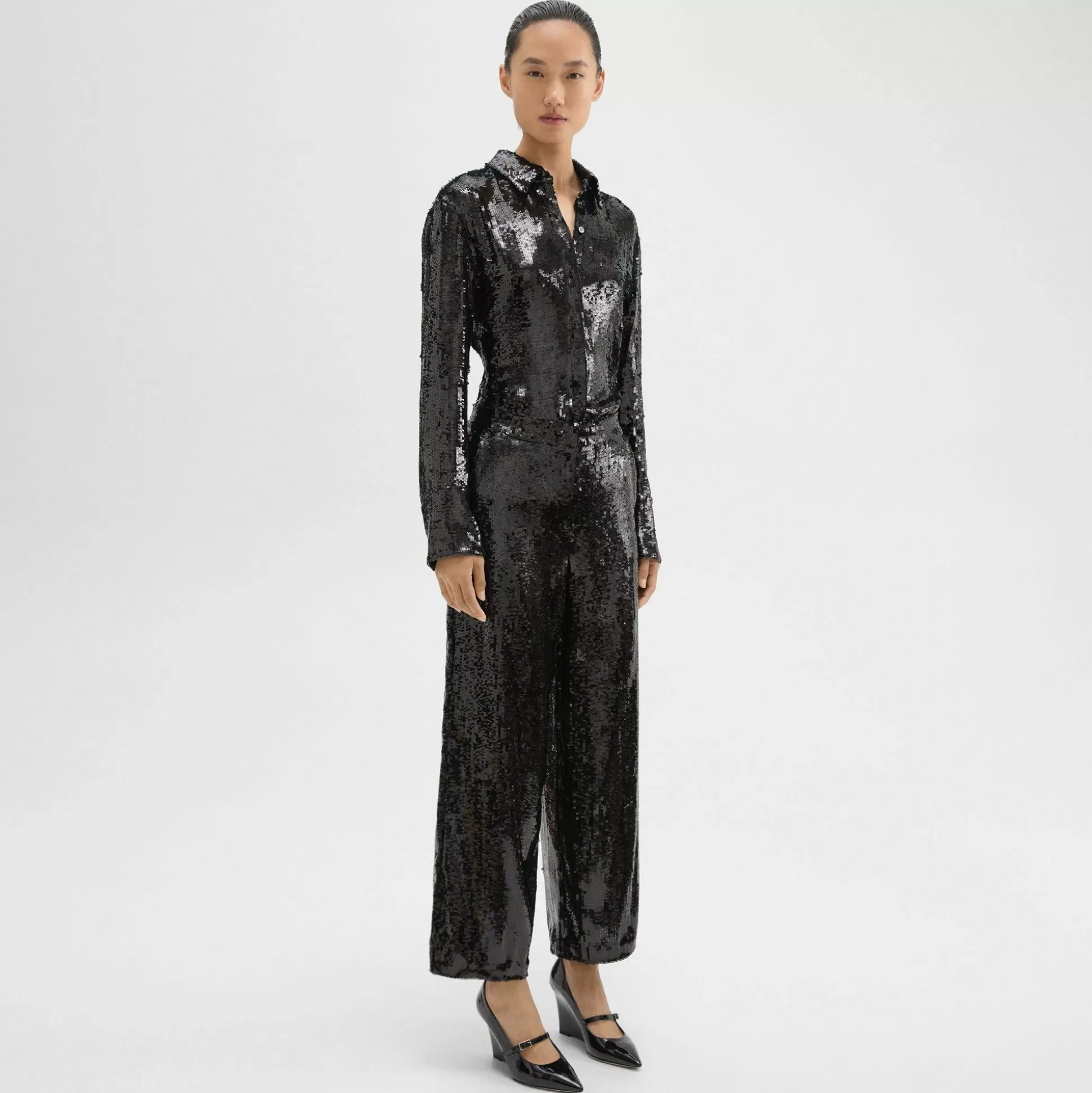 Theory Relaxed Straight Pant In Recycled Sequins-Women Pants