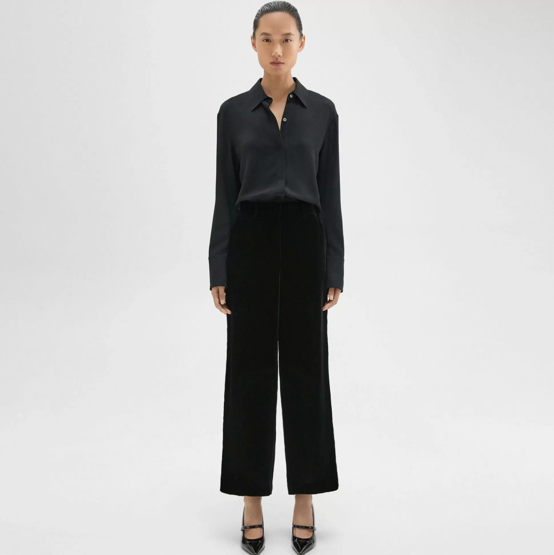 Theory Relaxed Straight Pant In Stretch Velvet-Women Suits | Pants