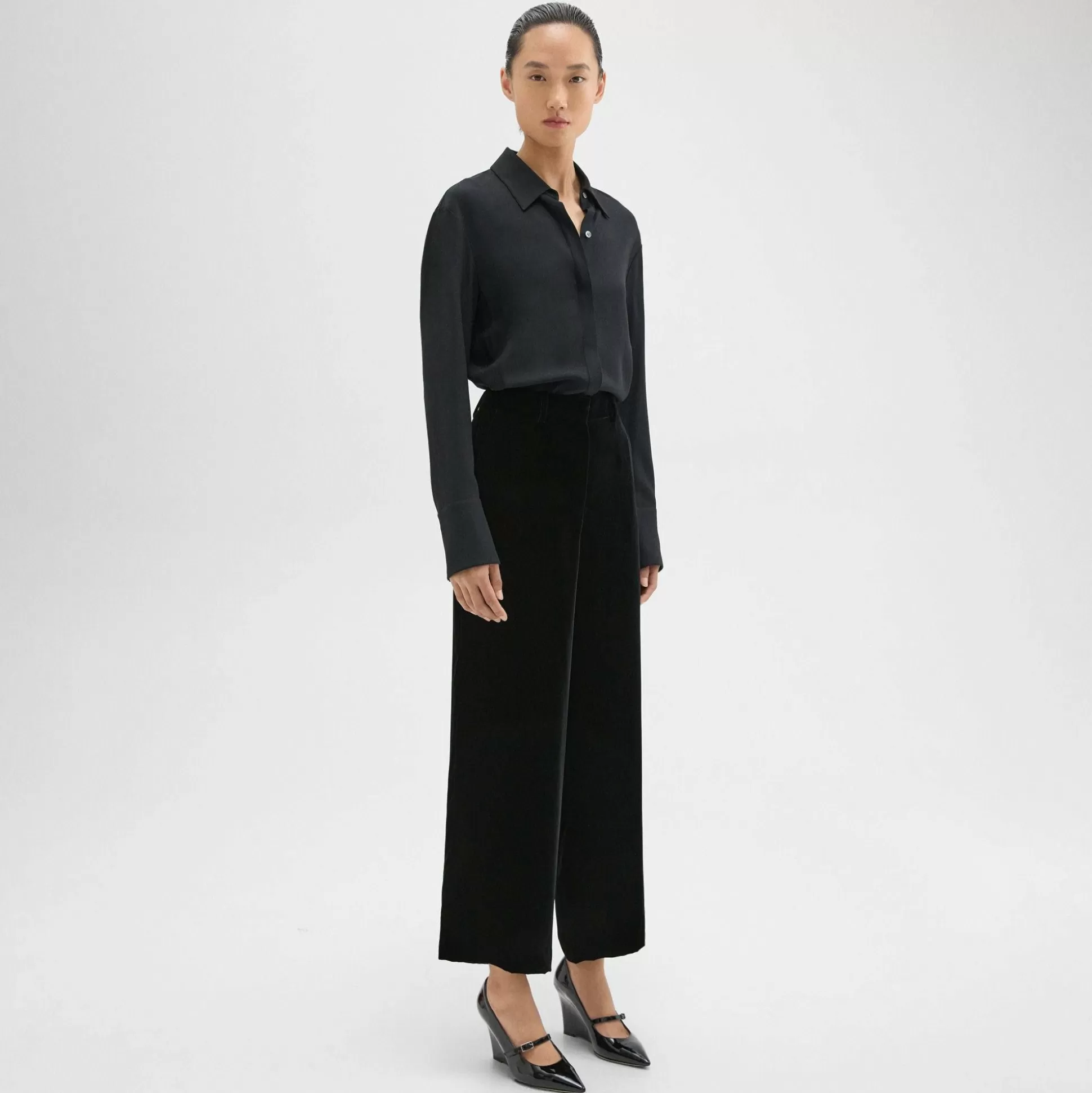 Theory Relaxed Straight Pant In Stretch Velvet-Women Suits | Pants