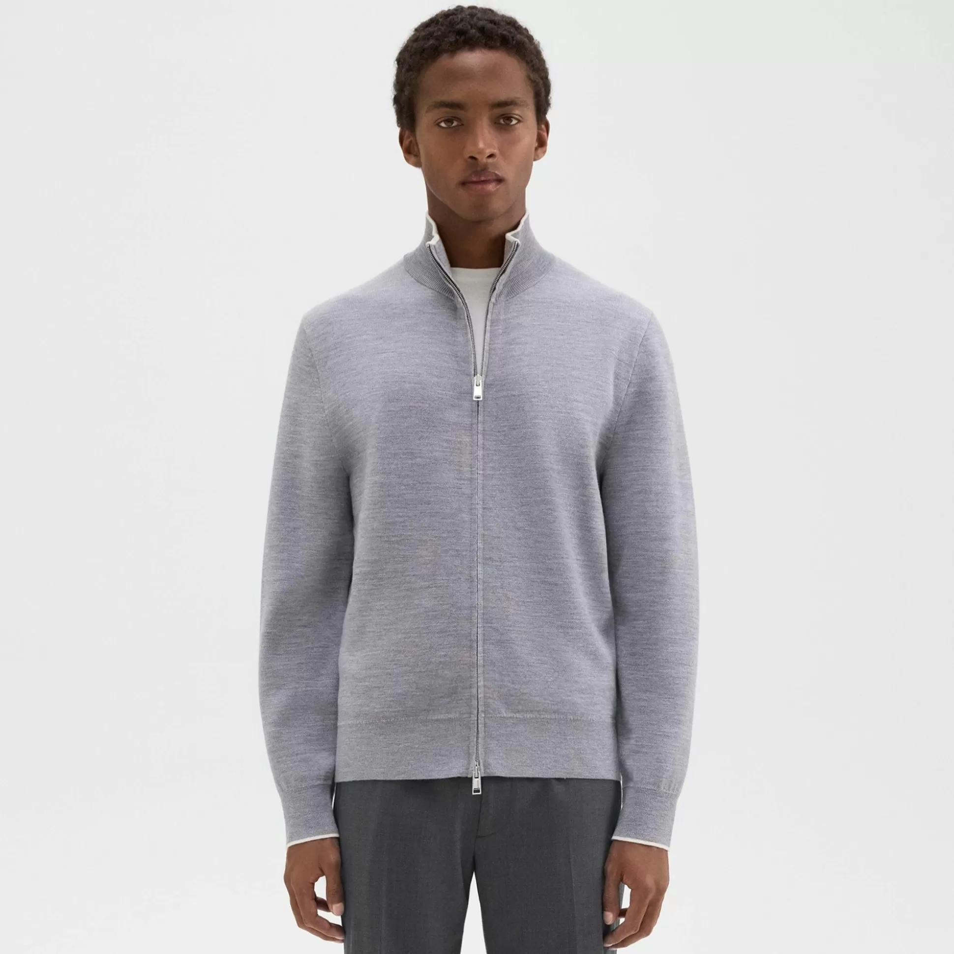 Theory Remi Zip Cardigan In Regal Wool-Men Sweaters + Cardigans