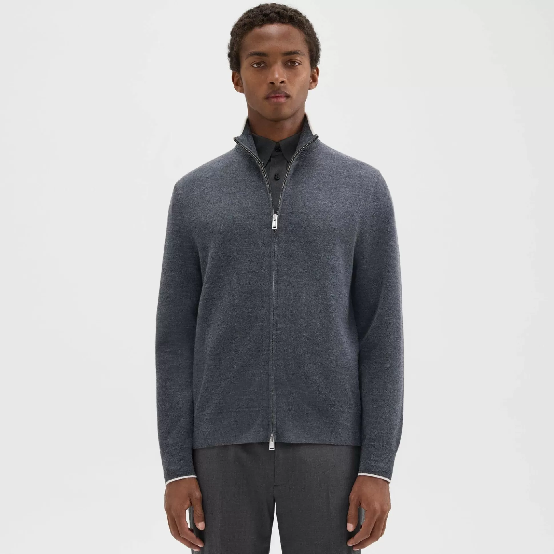 Theory Remi Zip Cardigan In Regal Wool-Men Sweaters + Cardigans