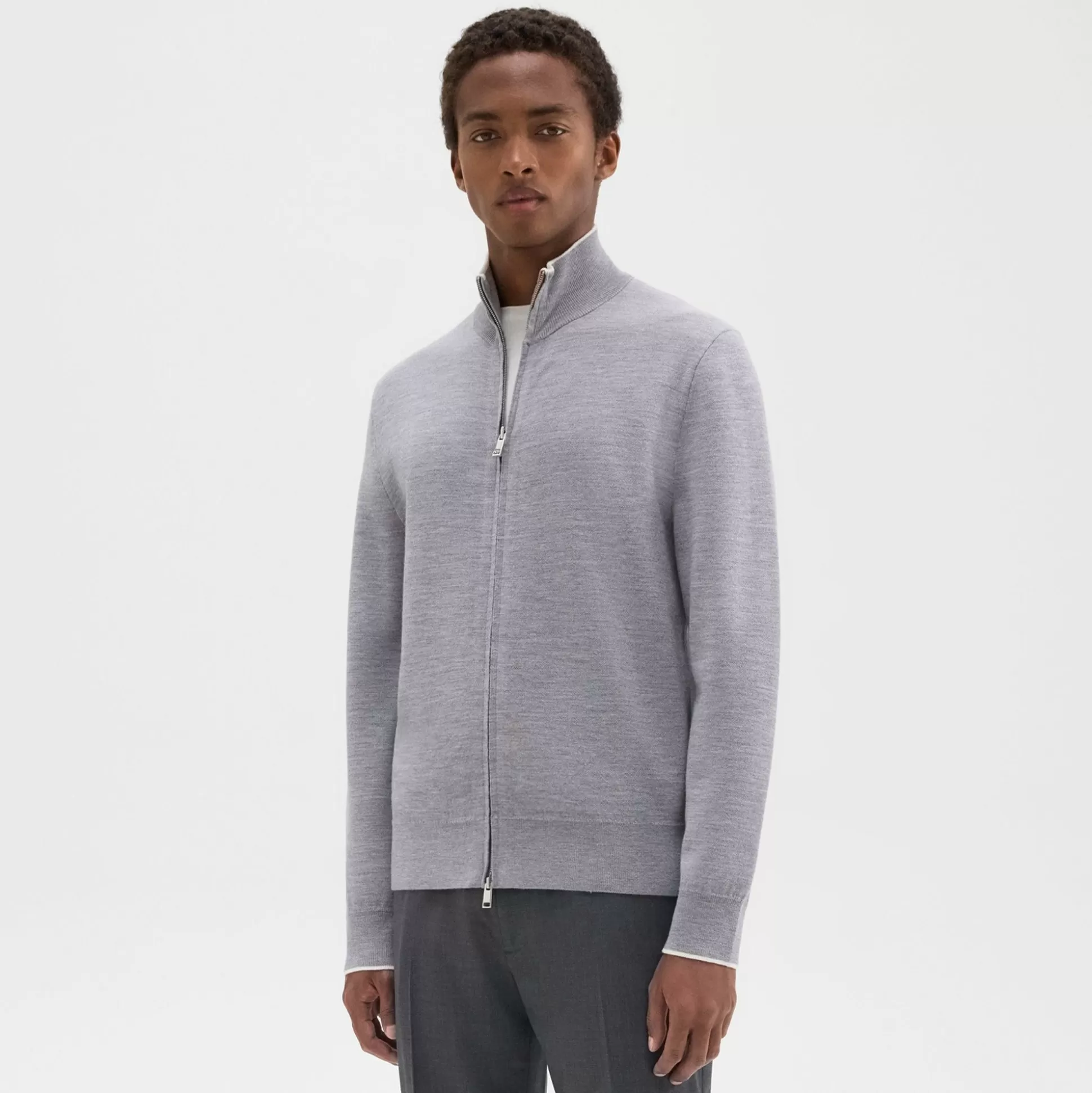 Theory Remi Zip Cardigan In Regal Wool-Men Sweaters + Cardigans