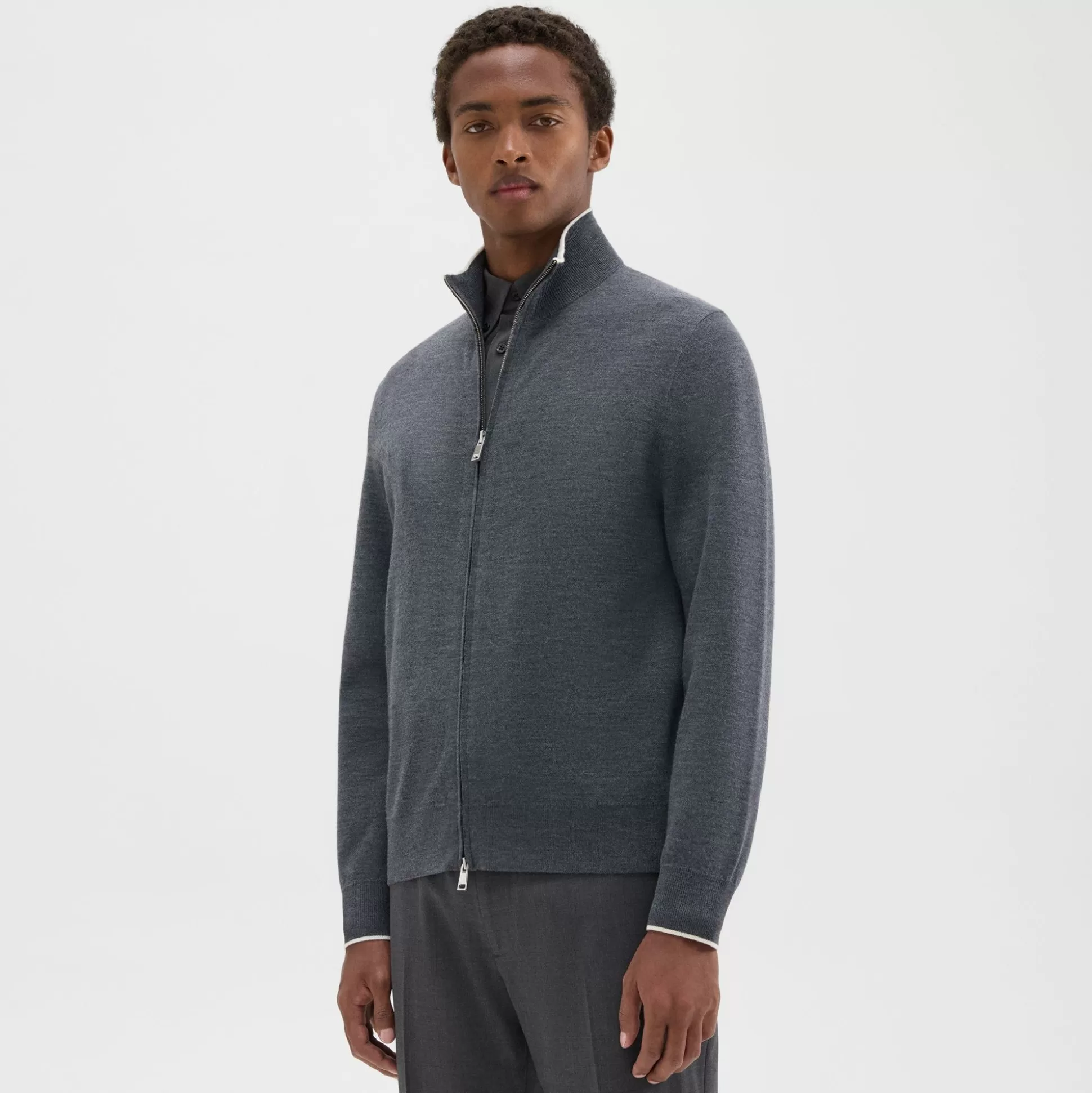 Theory Remi Zip Cardigan In Regal Wool-Men Sweaters + Cardigans