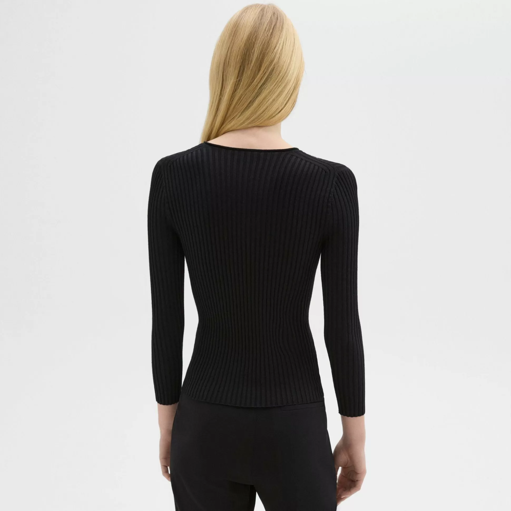 Theory Rib Knit Top In Regal Wool-Women Sweaters + Cardigans