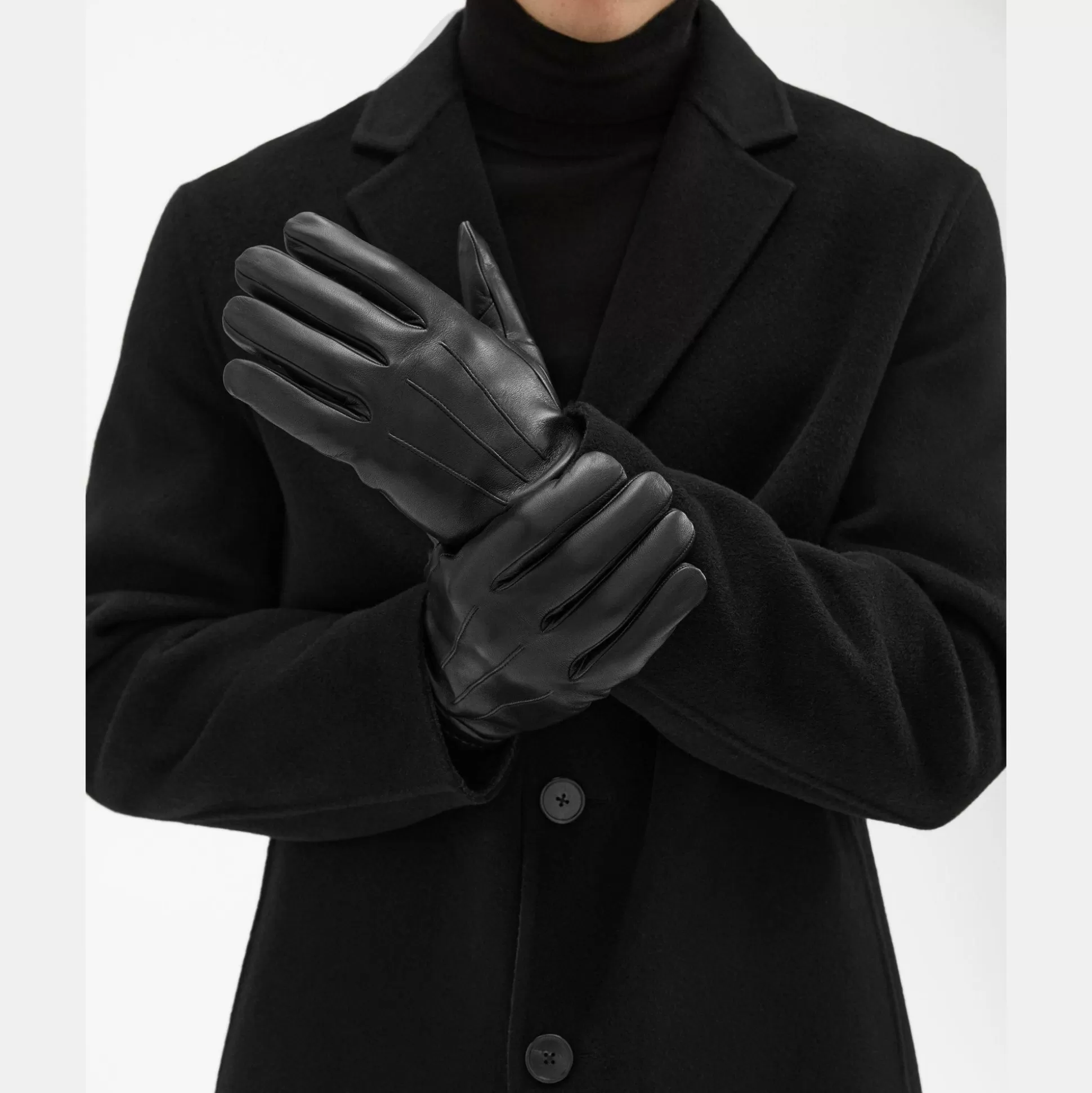 Theory Ribbed Cuff Gloves In Leather-Men Accessories