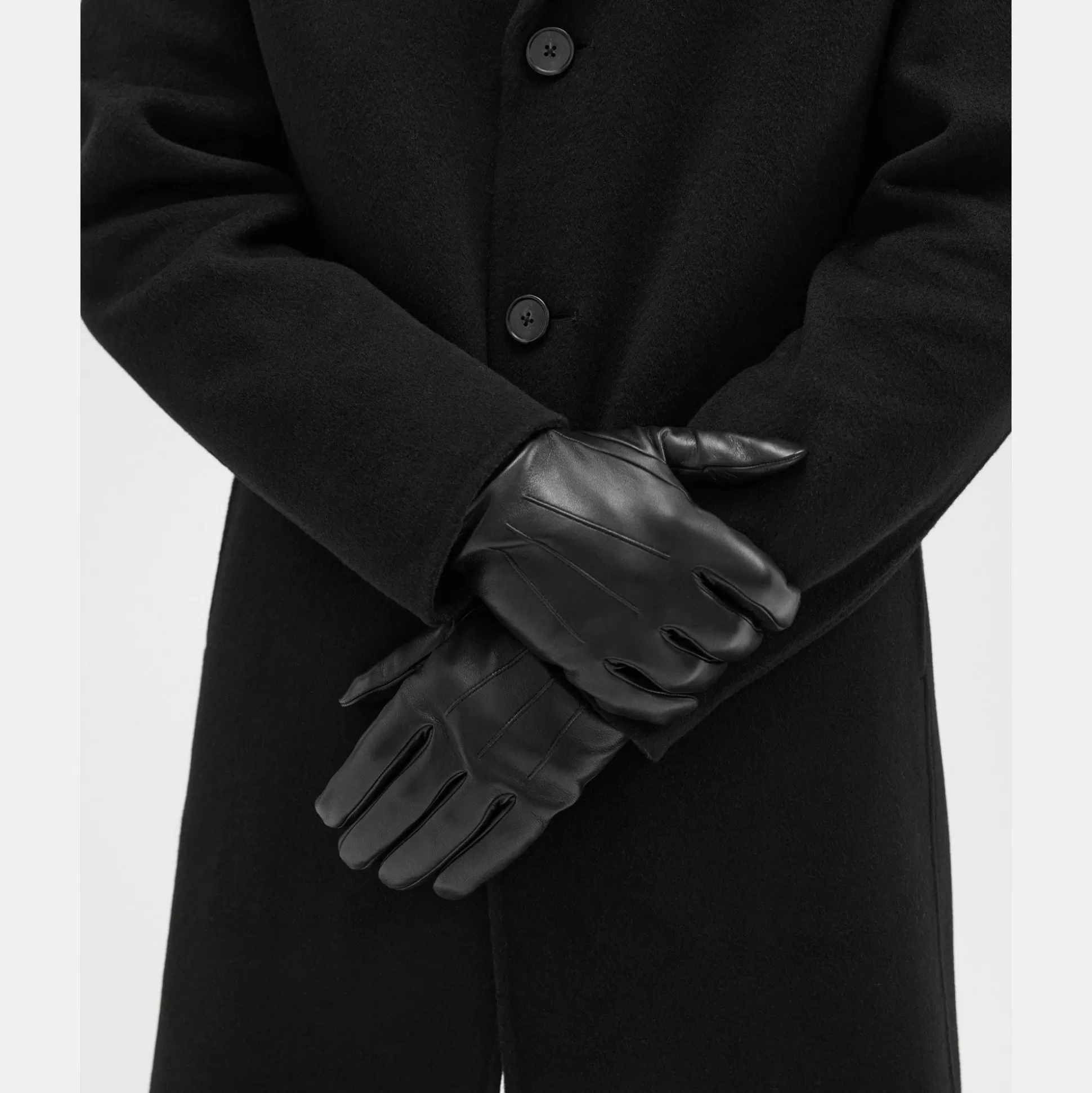 Theory Ribbed Cuff Gloves In Leather-Men Accessories