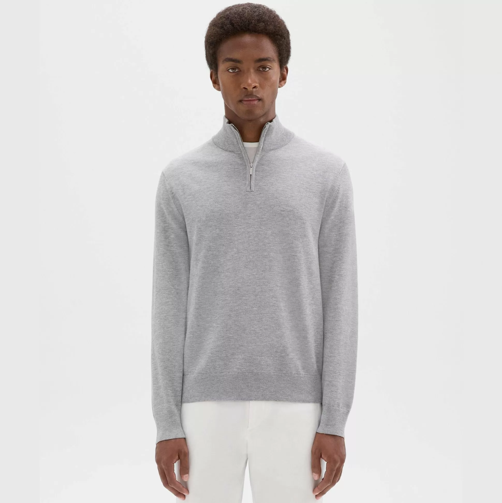 Theory Riland Quarter-Zip Sweater In Light Bilen-Men Sweaters + Cardigans