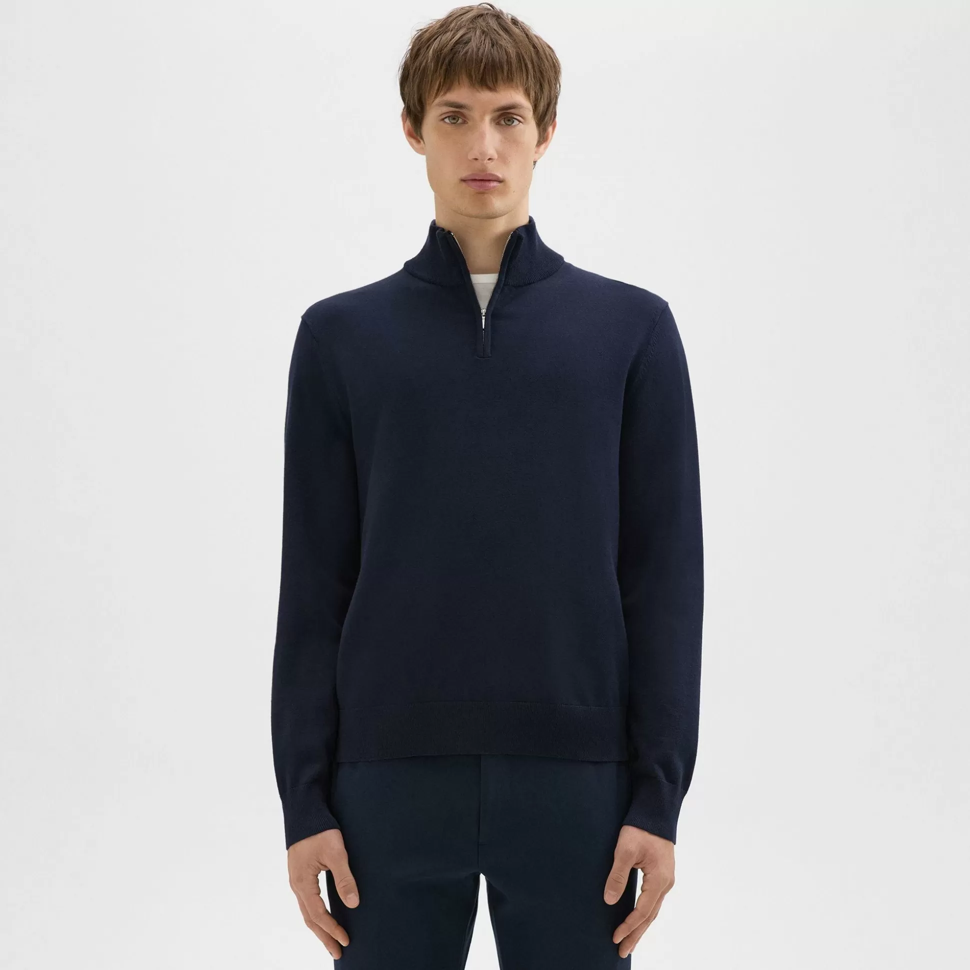 Theory Riland Quarter-Zip Sweater In Light Bilen-Men Sweaters + Cardigans