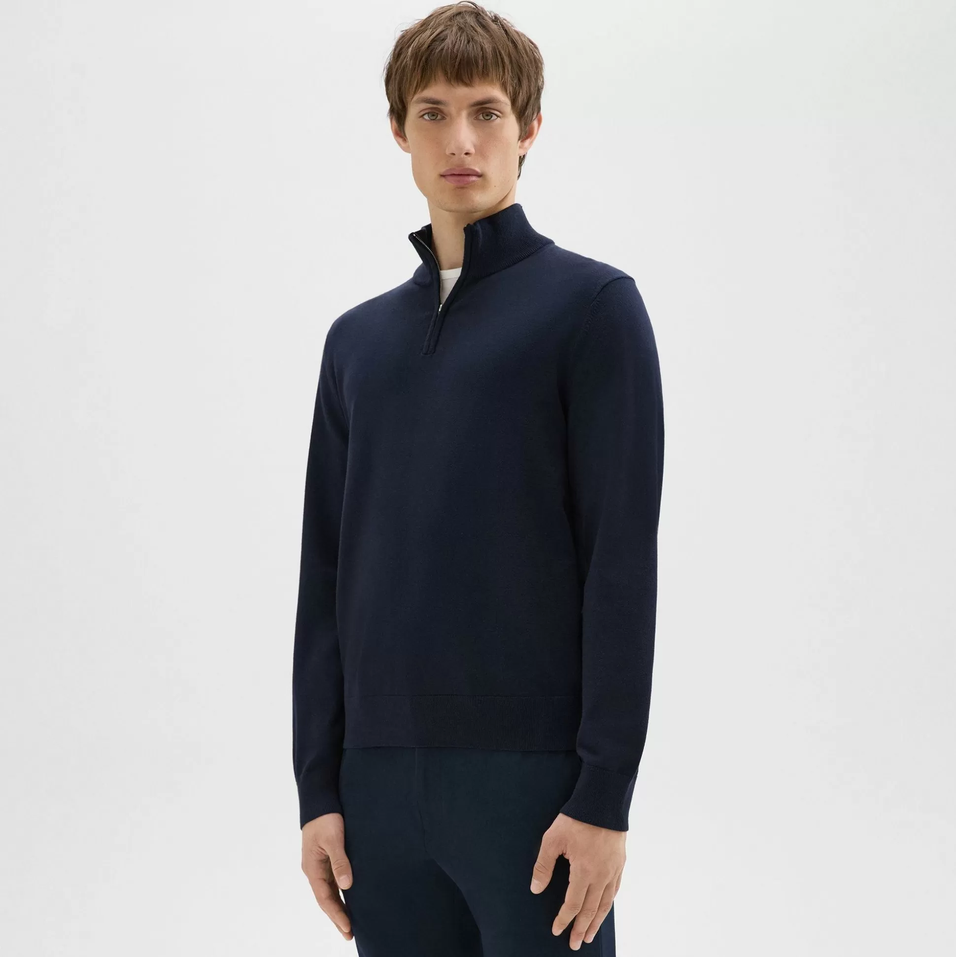 Theory Riland Quarter-Zip Sweater In Light Bilen-Men Sweaters + Cardigans