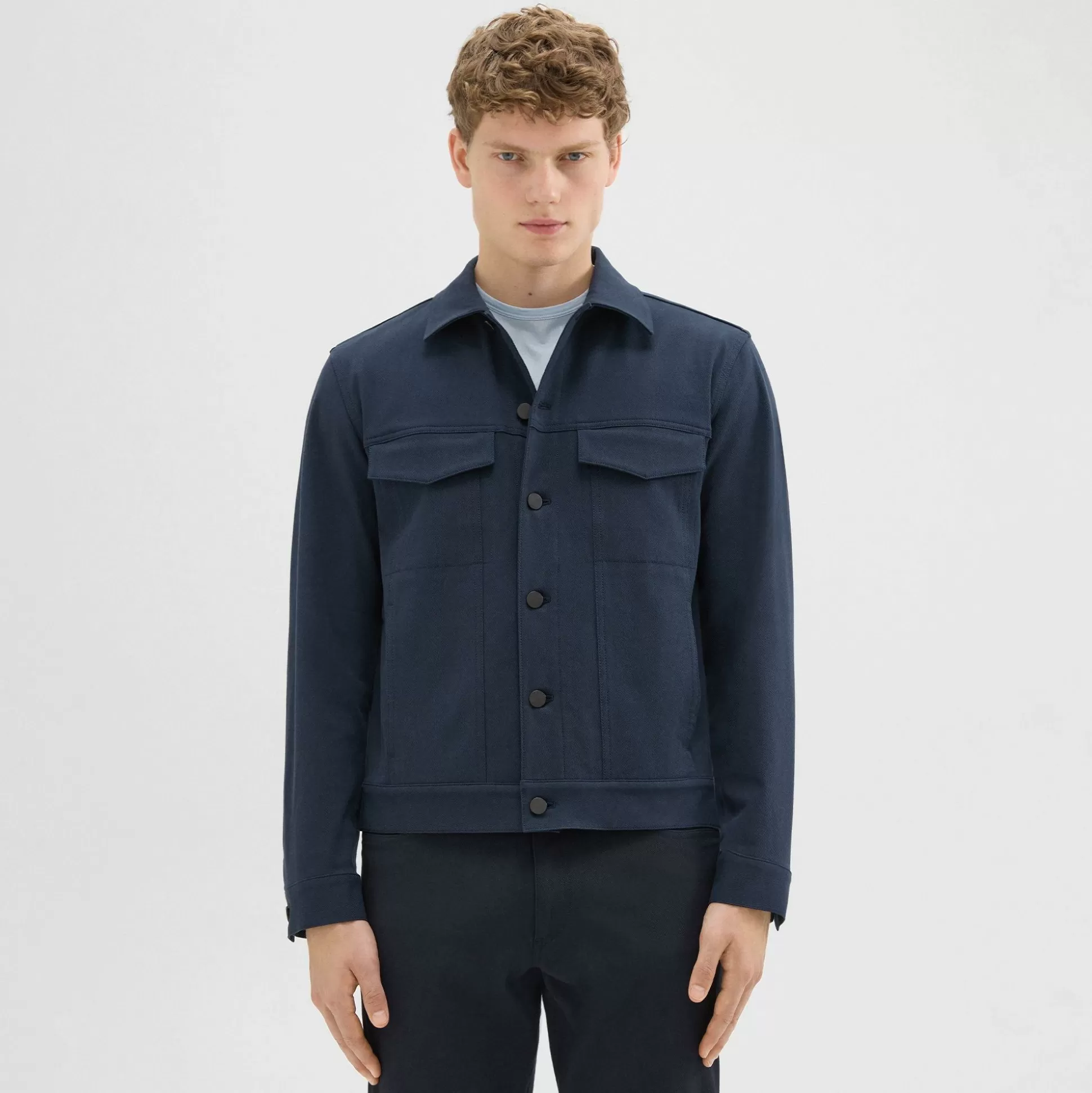 Theory River Trucker Jacket In Neoteric Twill-Men Outerwear | Blazers + Jackets