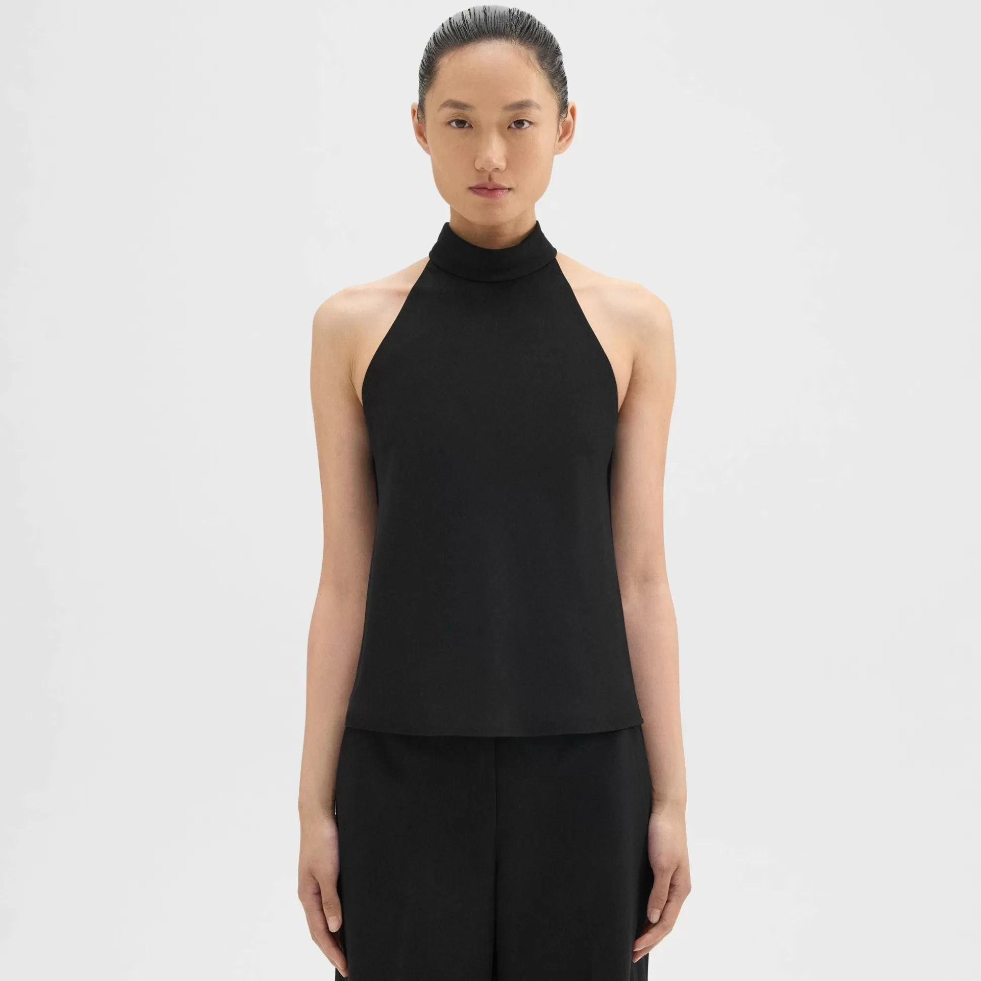 Theory Roll Neck Halter Top In Recycled Georgette-Women Tops