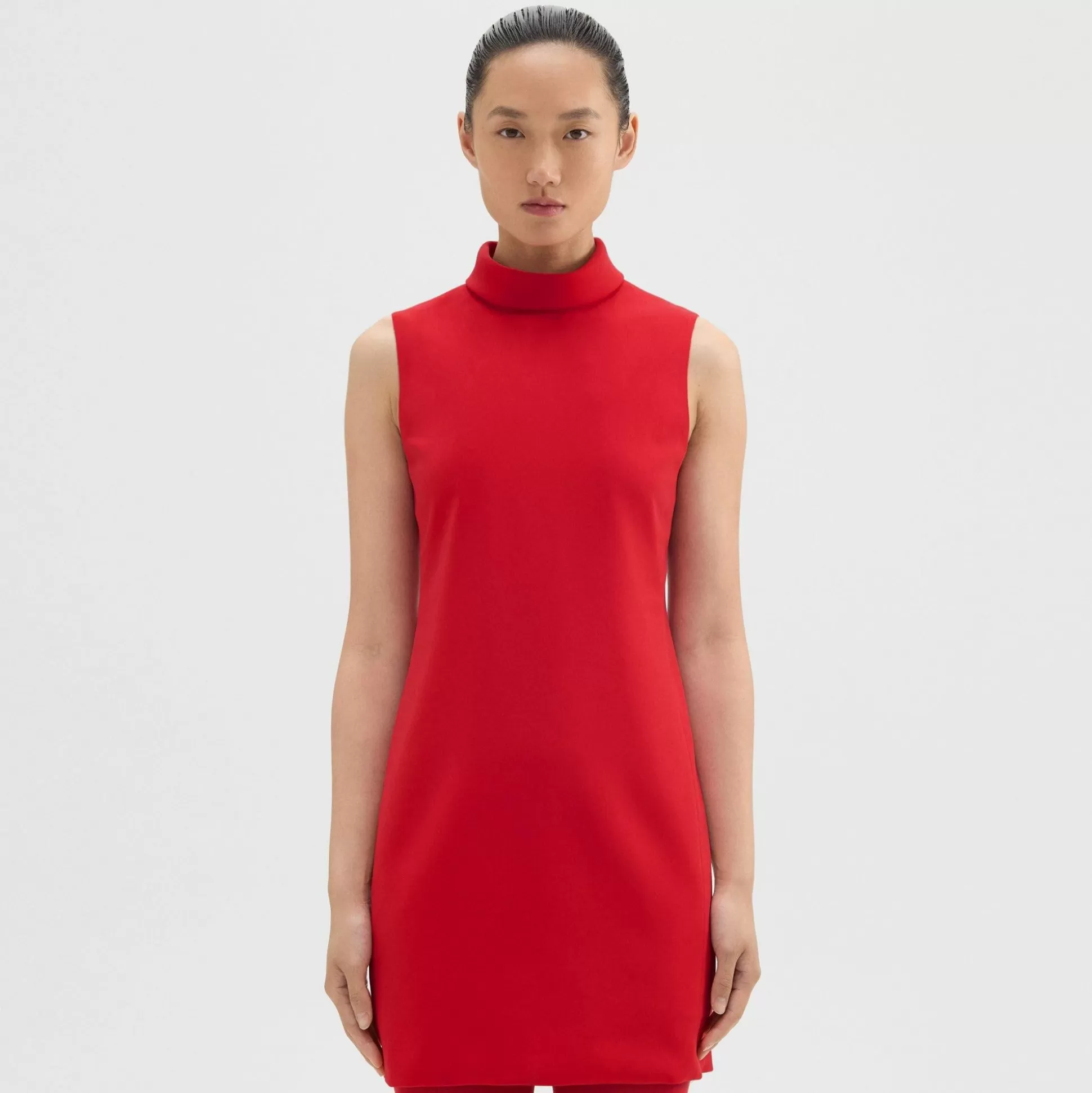 Theory Roll Neck Mini Dress In Admiral Crepe-Women Dresses