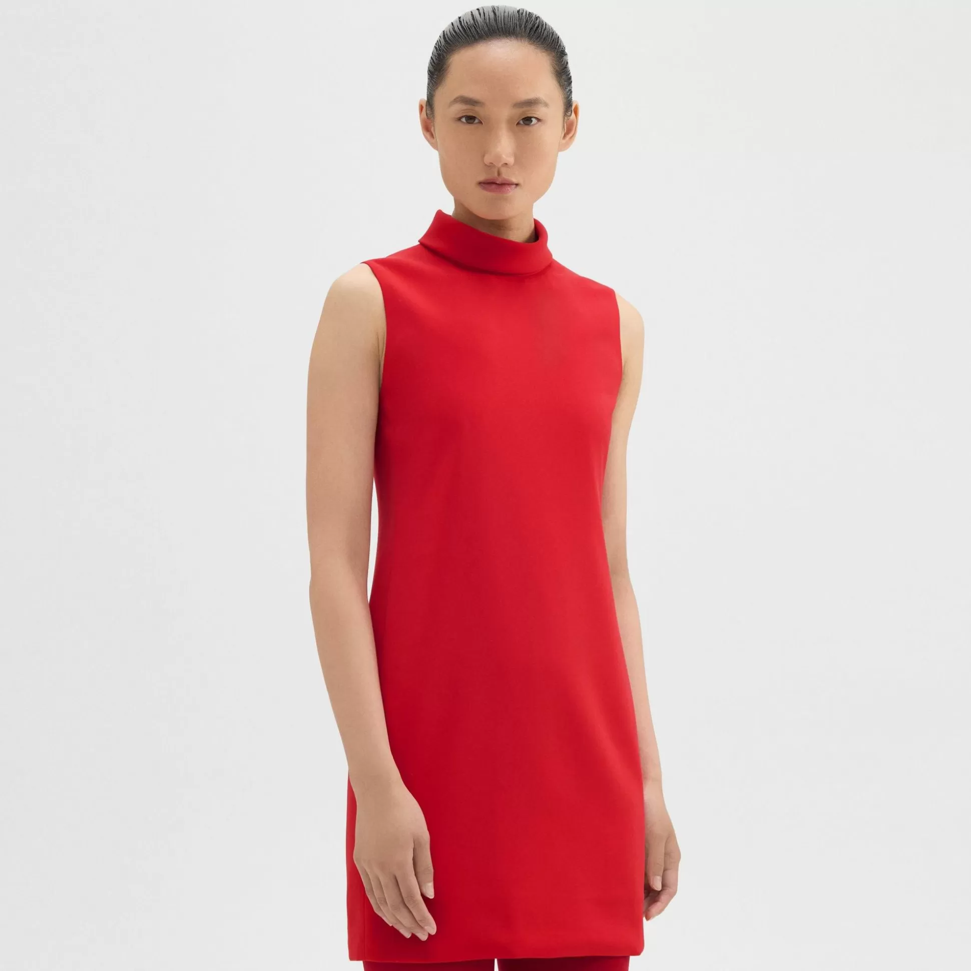 Theory Roll Neck Mini Dress In Admiral Crepe-Women Dresses