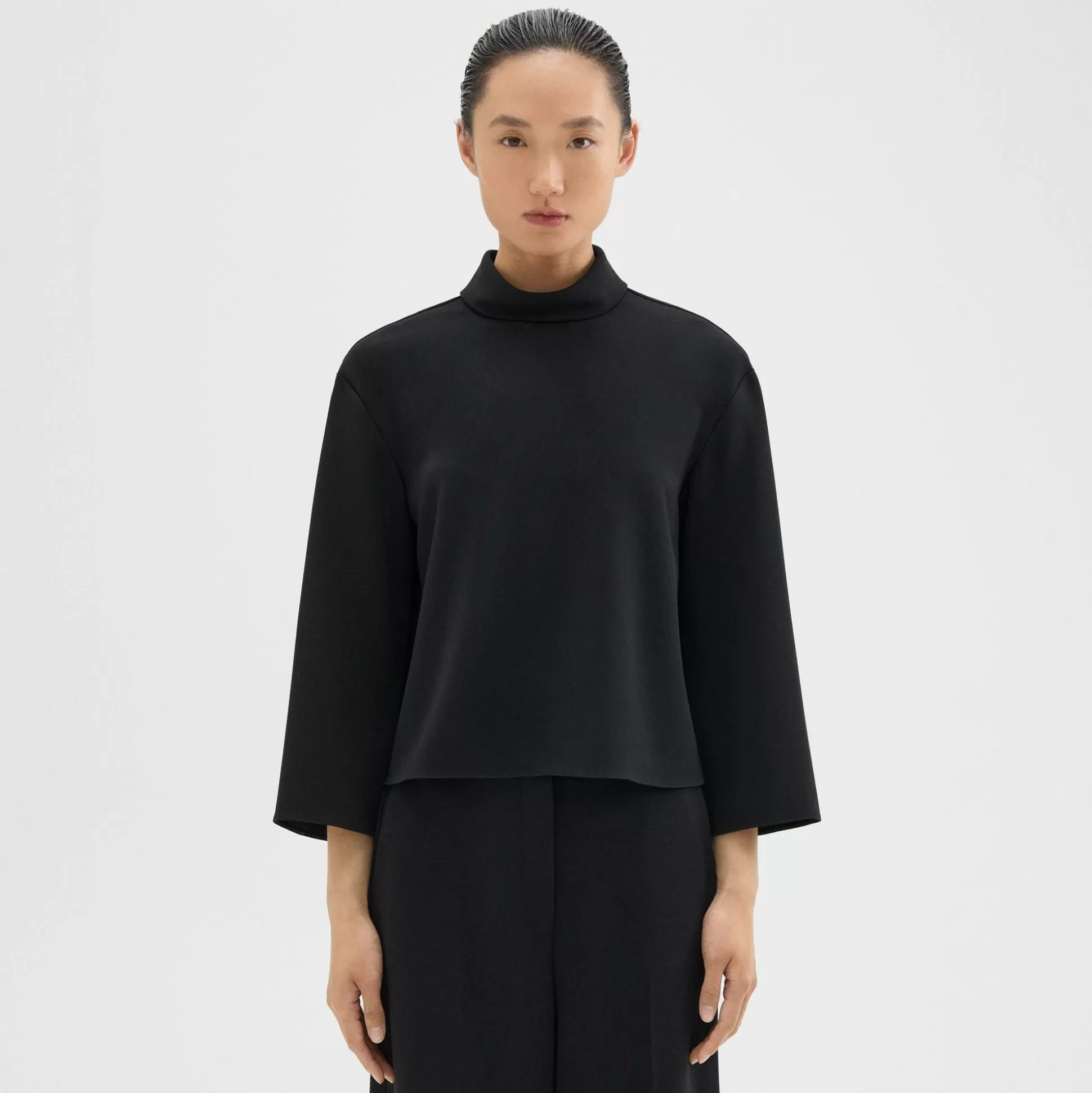 Theory Roll Neck Top In Admiral Crepe-Women Tops