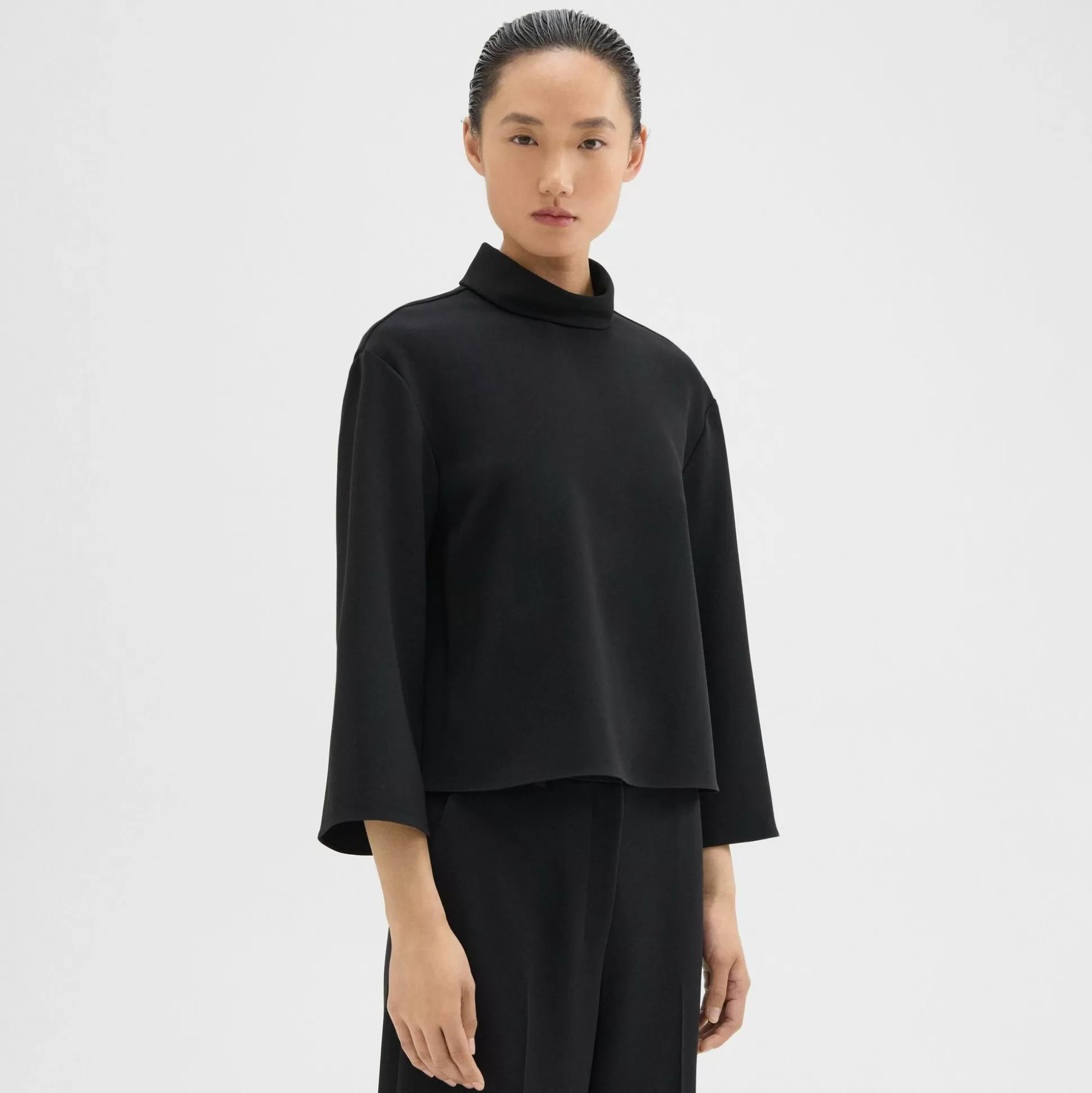 Theory Roll Neck Top In Admiral Crepe-Women Tops