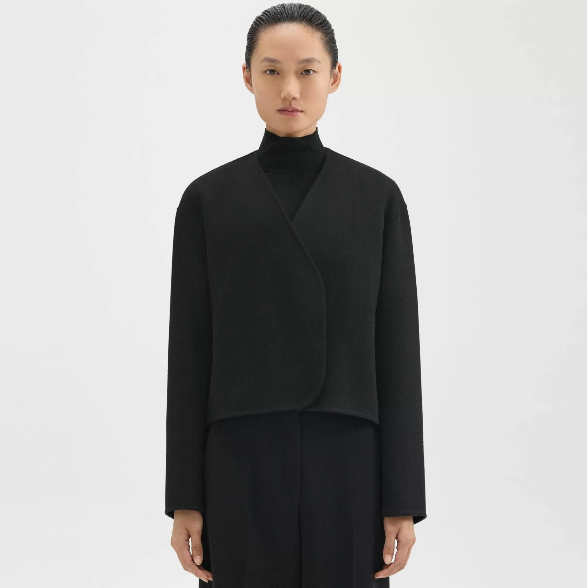 Theory Rounded Crop Jacket In Double-Face Wool-Cashmere-Women Outerwear