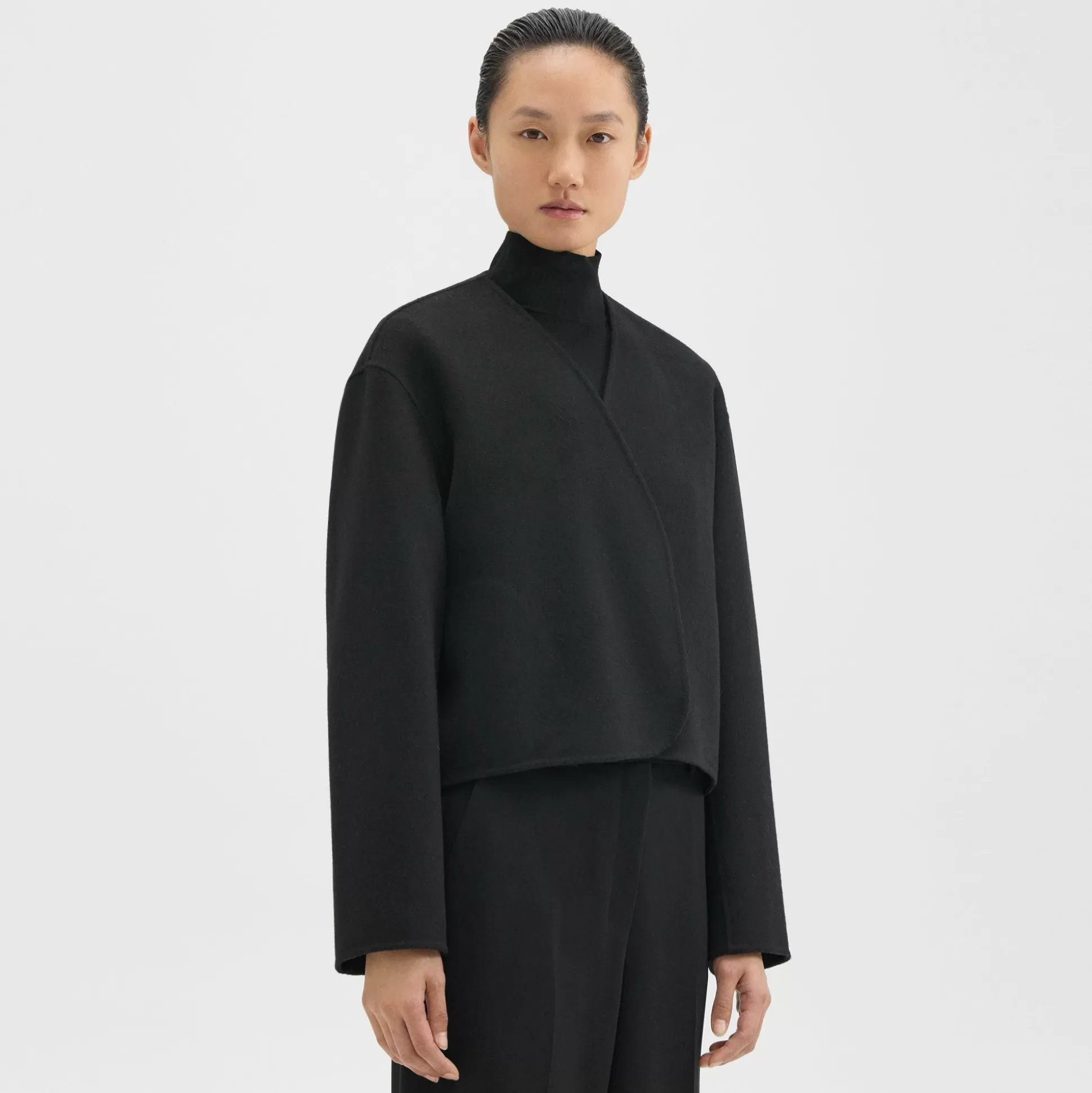 Theory Rounded Crop Jacket In Double-Face Wool-Cashmere-Women Outerwear