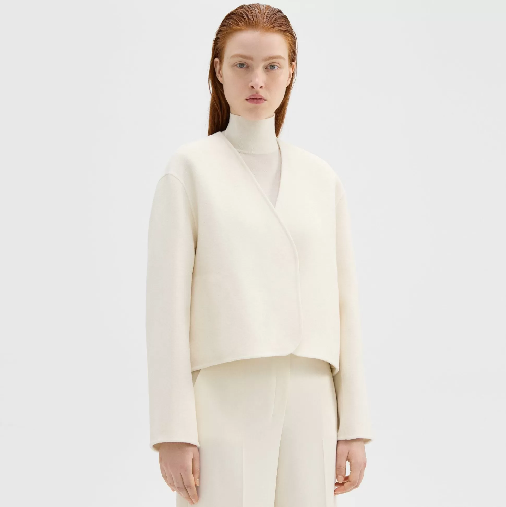 Theory Rounded Crop Jacket In Double-Face Wool-Cashmere-Women Outerwear