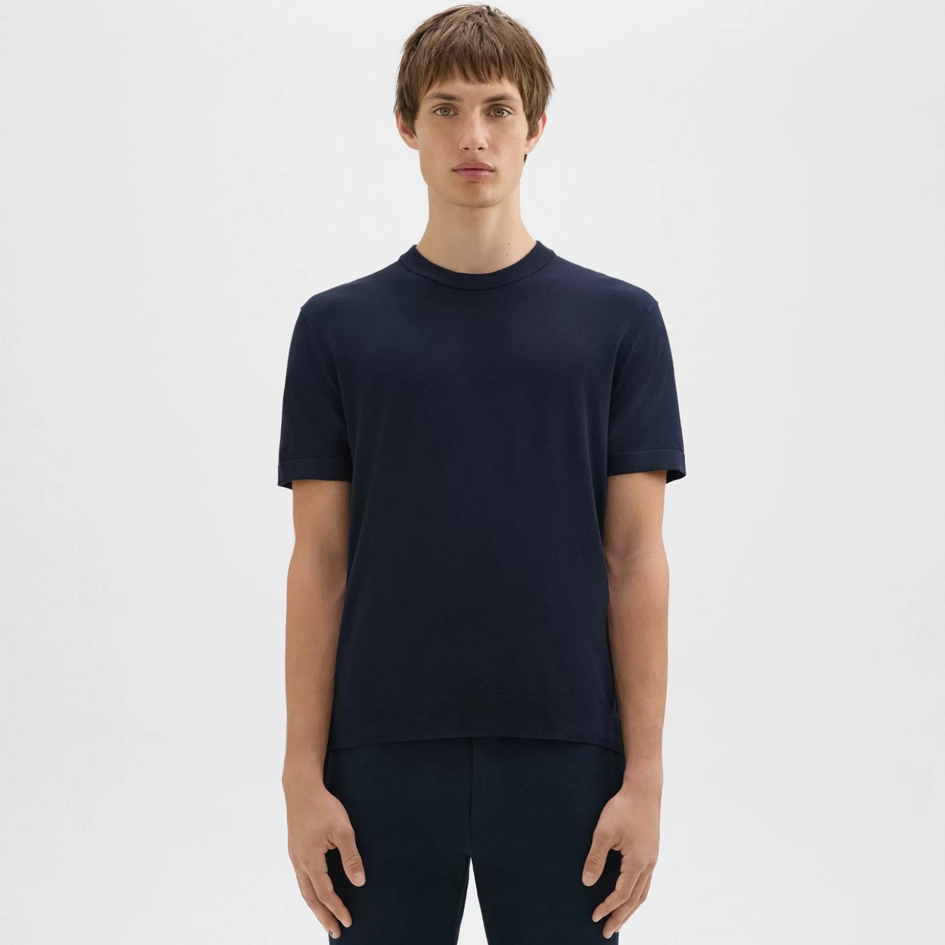 Theory Sarior Short-Sleeve Sweater In Light Bilen-Men Sweaters + Cardigans | T-shirts + Polos