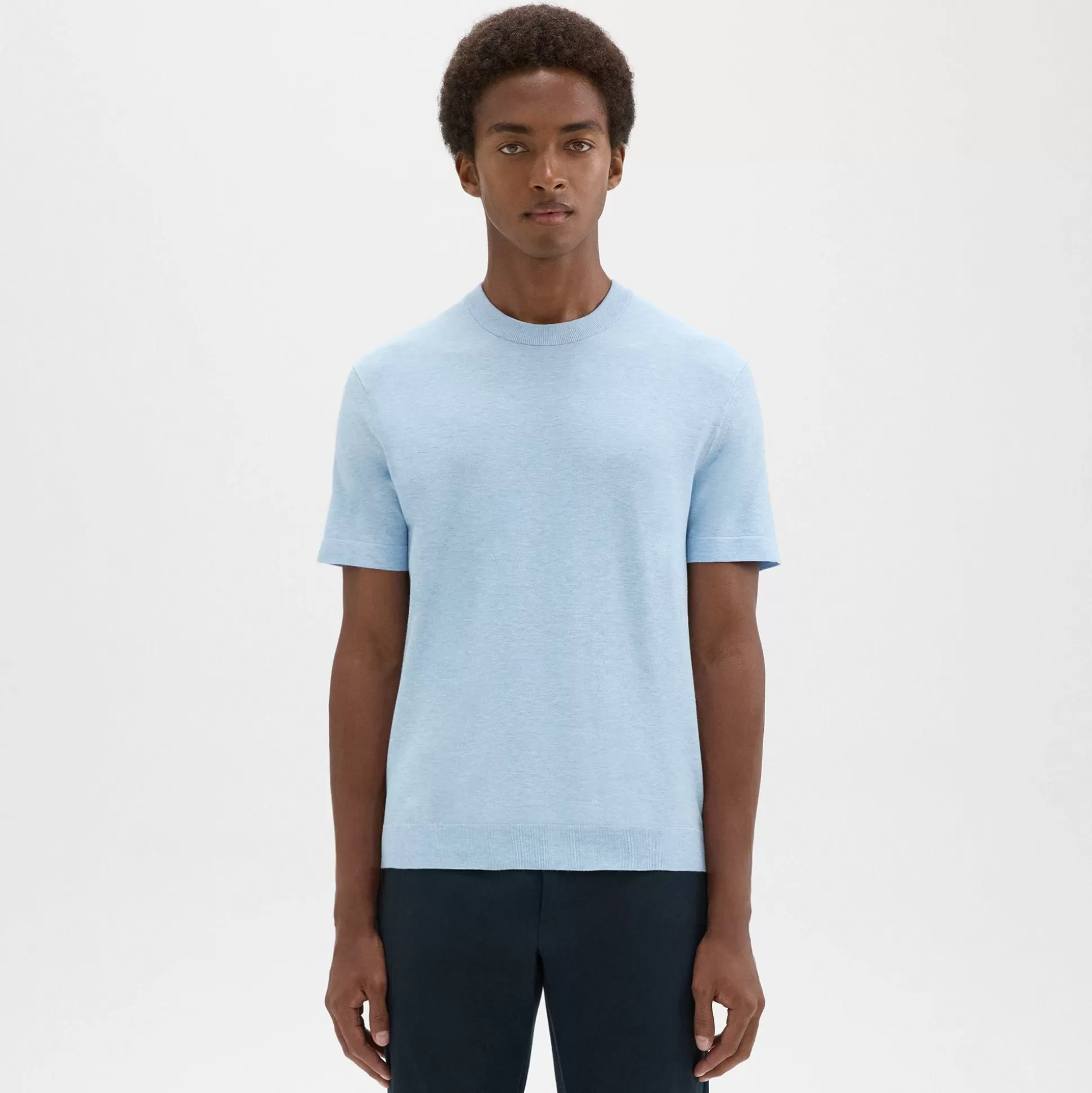 Theory Sarior Short-Sleeve Sweater In Light Bilen-Men T-shirts + Polos | Sweaters + Cardigans