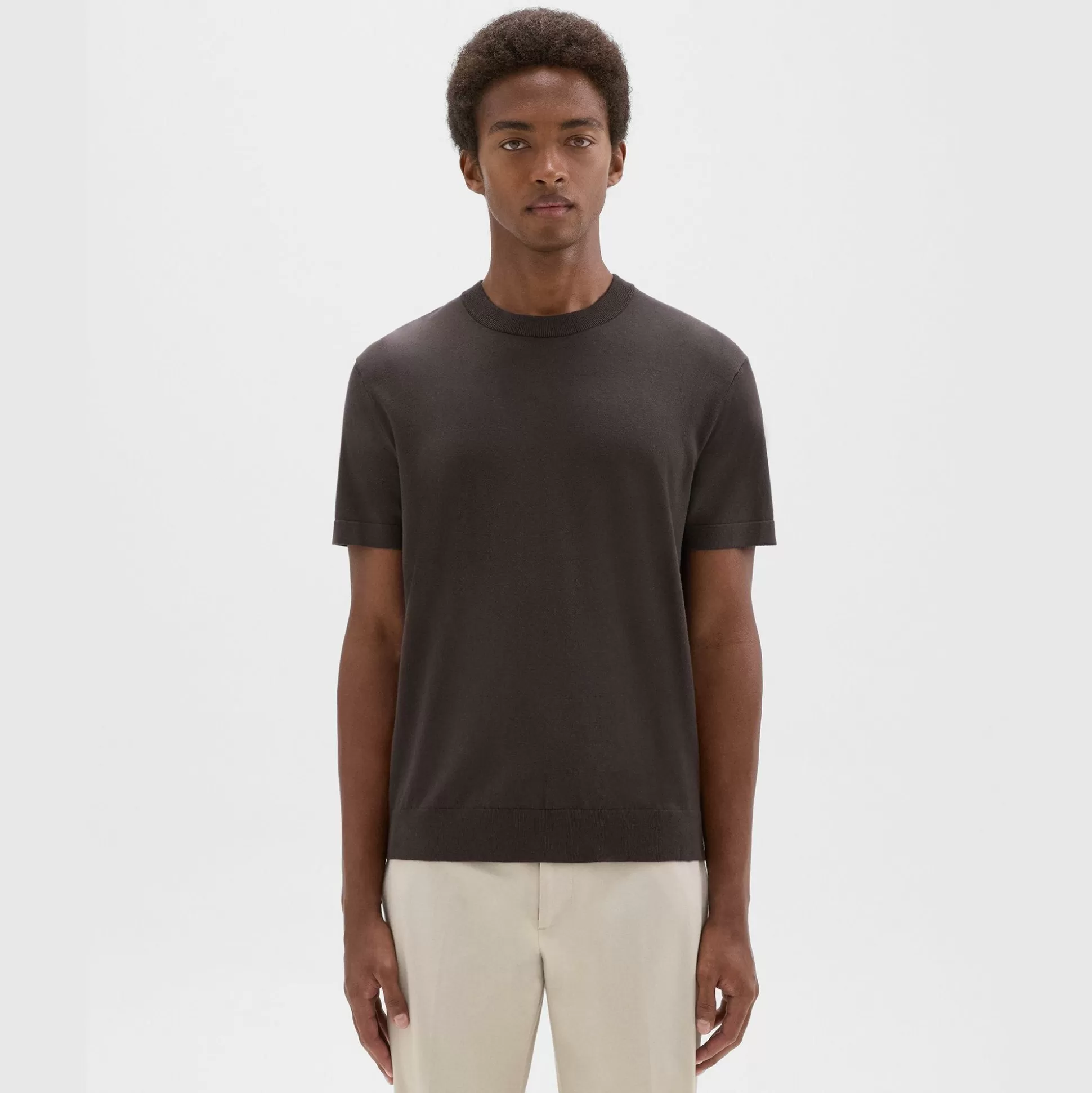 Theory Sarior Short-Sleeve Sweater In Light Bilen-Men Sweaters + Cardigans | T-shirts + Polos