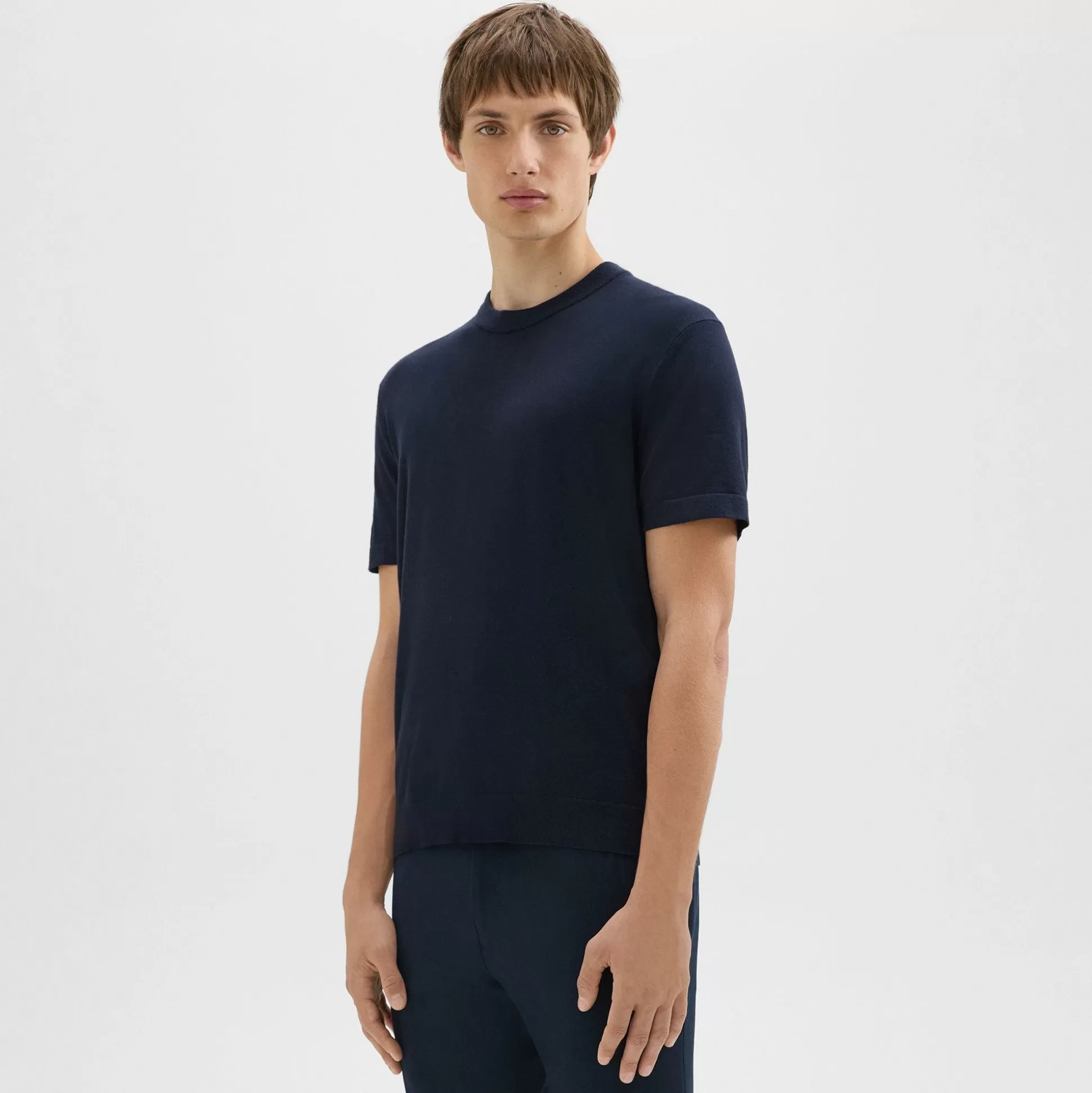 Theory Sarior Short-Sleeve Sweater In Light Bilen-Men Sweaters + Cardigans | T-shirts + Polos