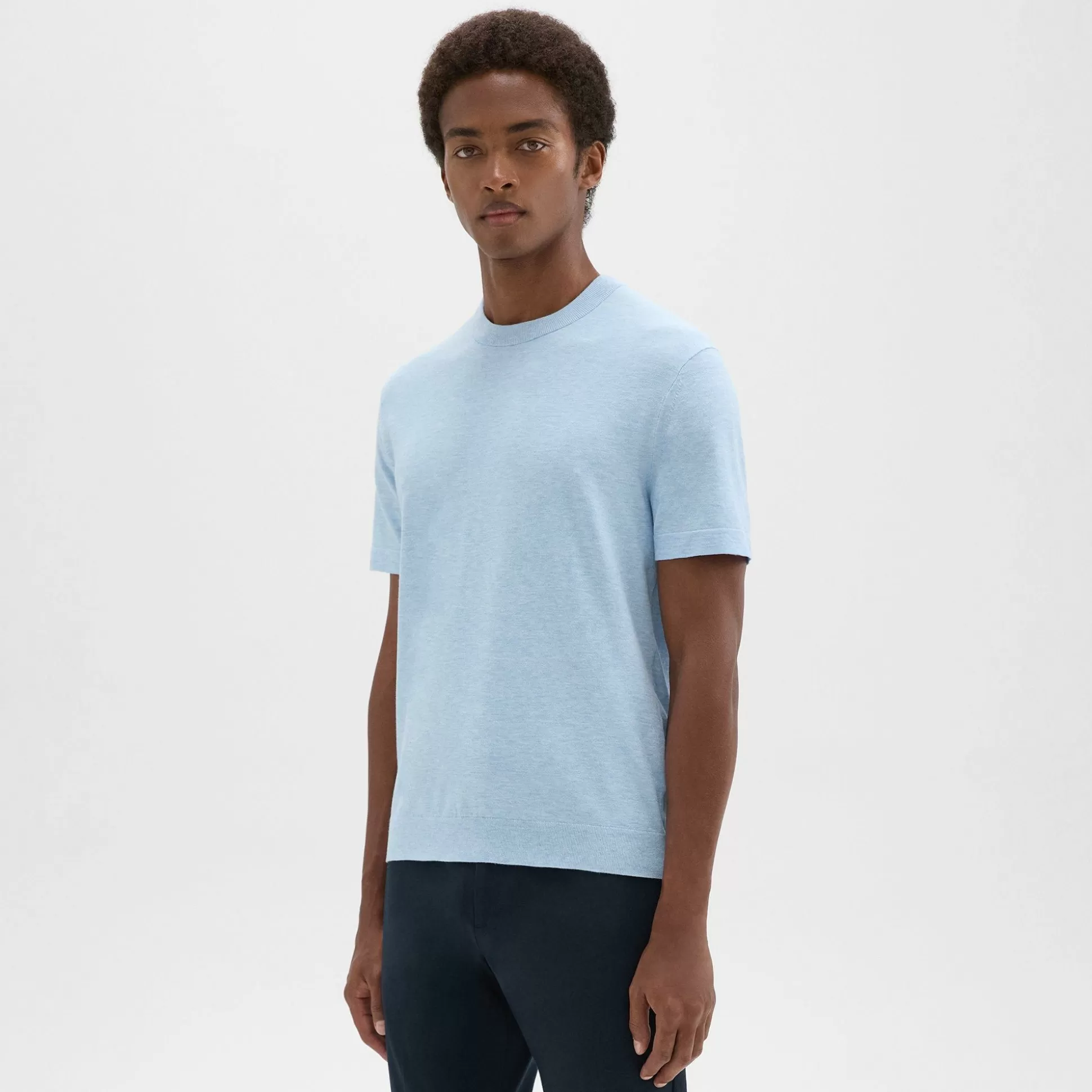 Theory Sarior Short-Sleeve Sweater In Light Bilen-Men T-shirts + Polos | Sweaters + Cardigans