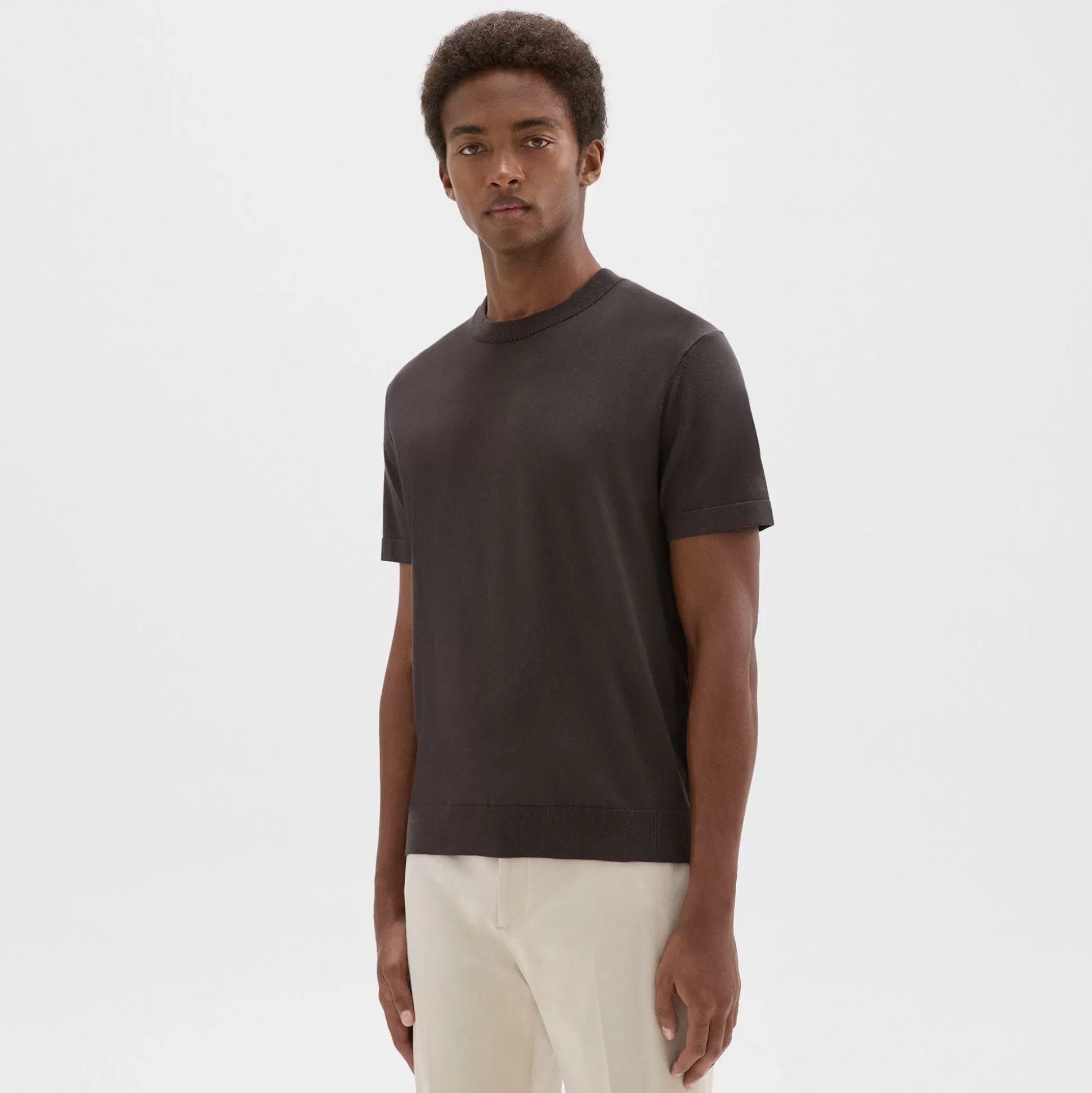 Theory Sarior Short-Sleeve Sweater In Light Bilen-Men Sweaters + Cardigans | T-shirts + Polos