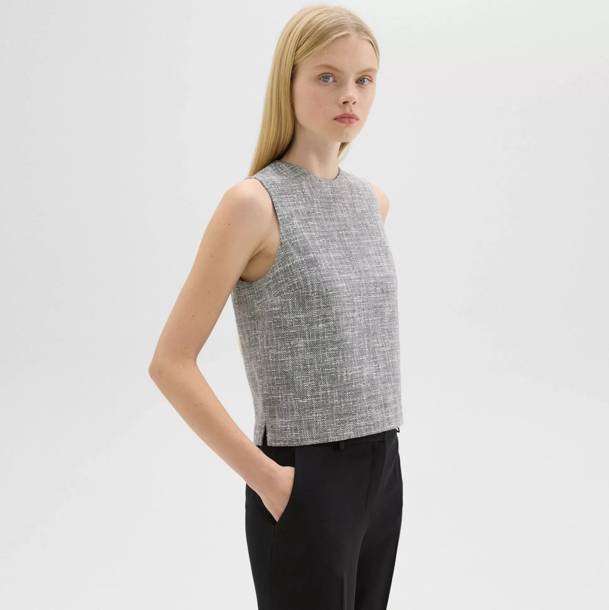 Theory Shell Top In Canvas Tweed-Women Tops