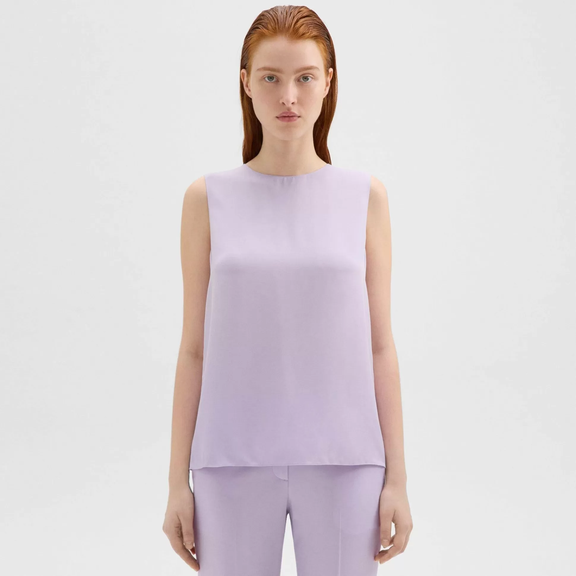 Theory Shell Top In Silk Georgette-Women Tops