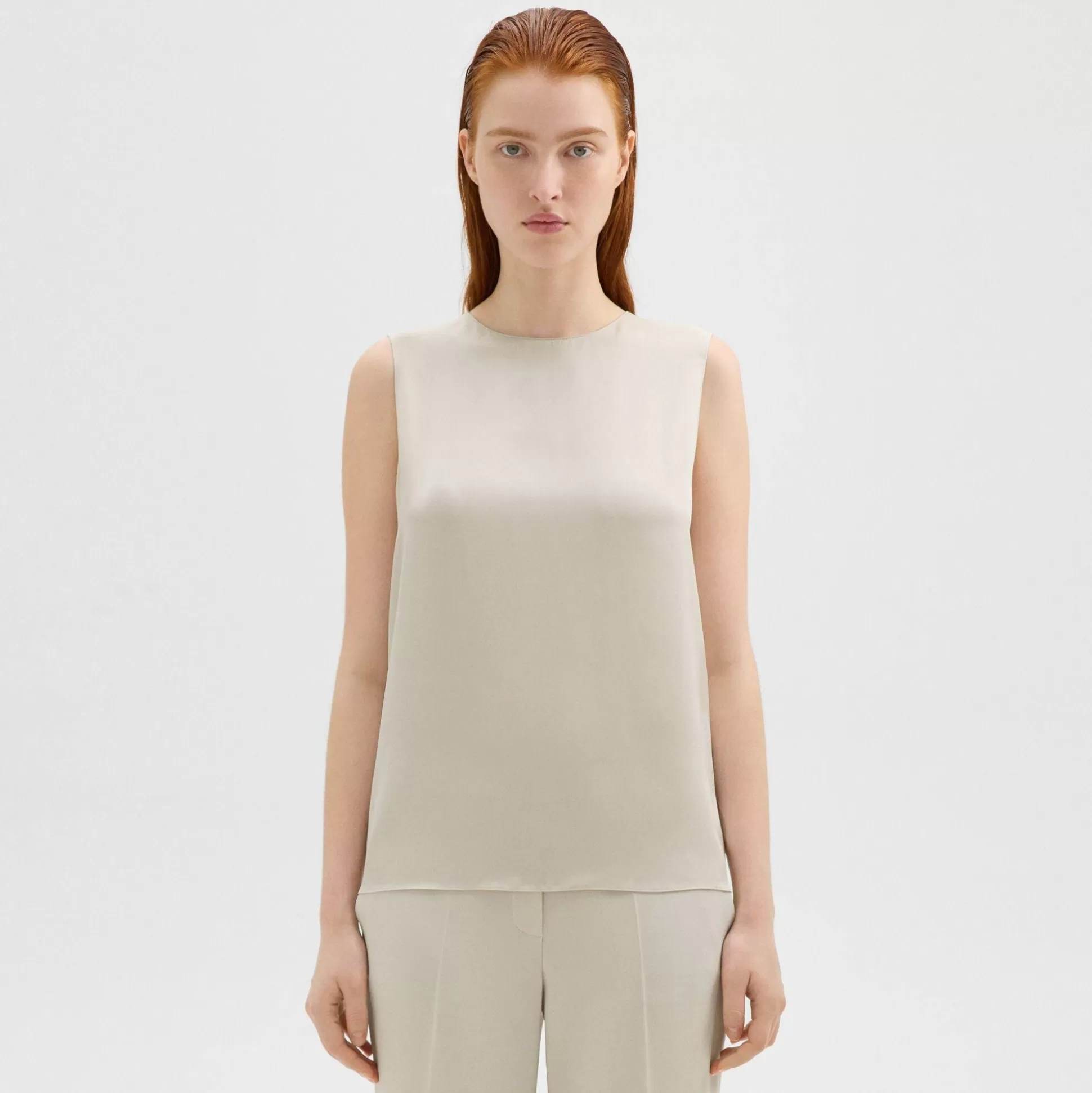 Theory Shell Top In Silk Georgette-Women Tops