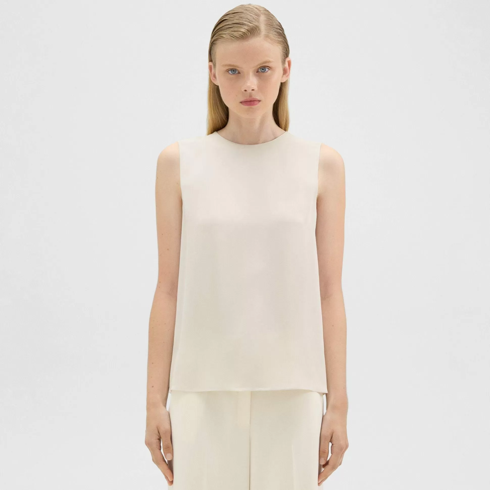 Theory Shell Top In Silk Georgette-Women Tops