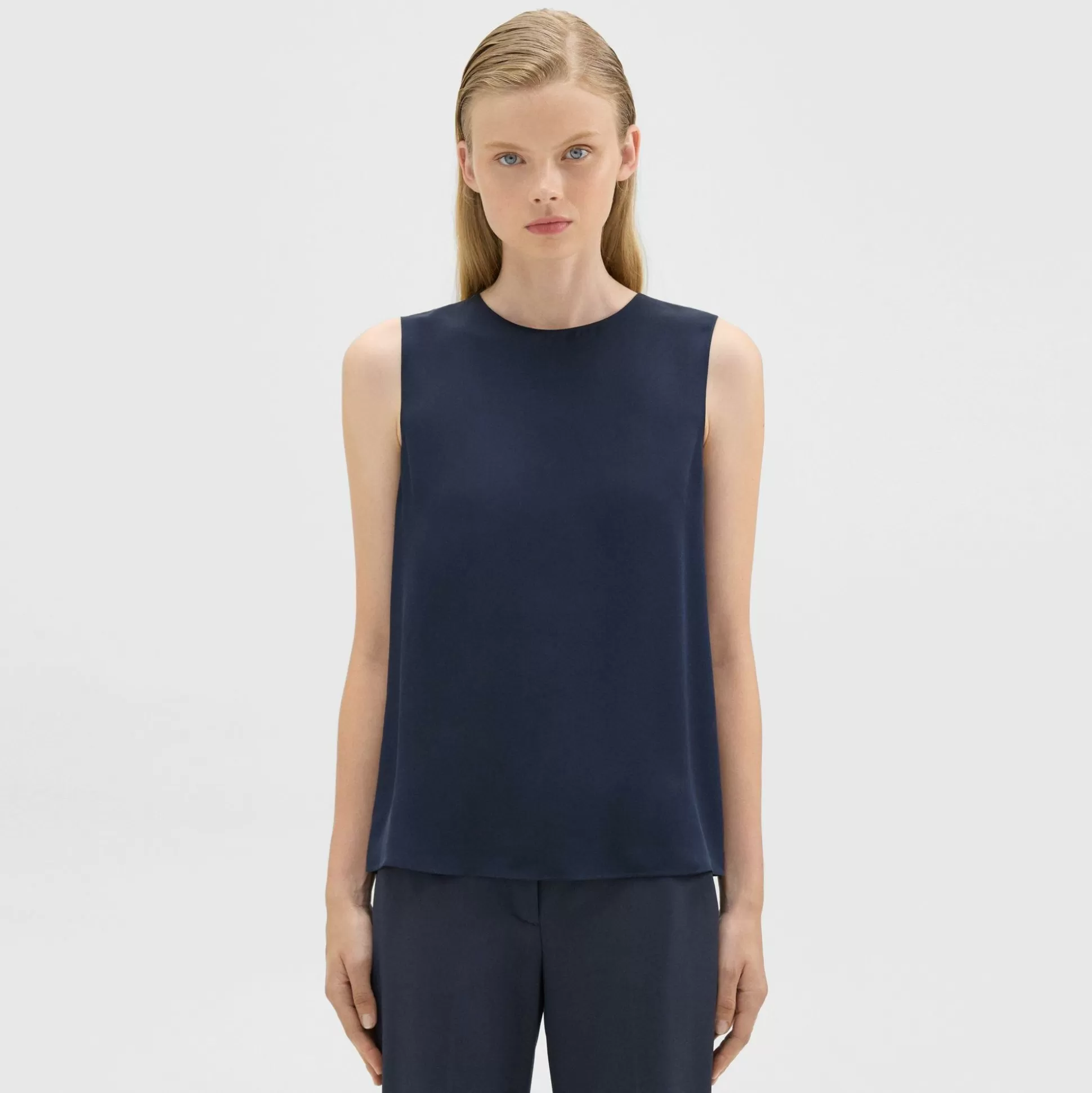 Theory Shell Top In Silk Georgette-Women Tops