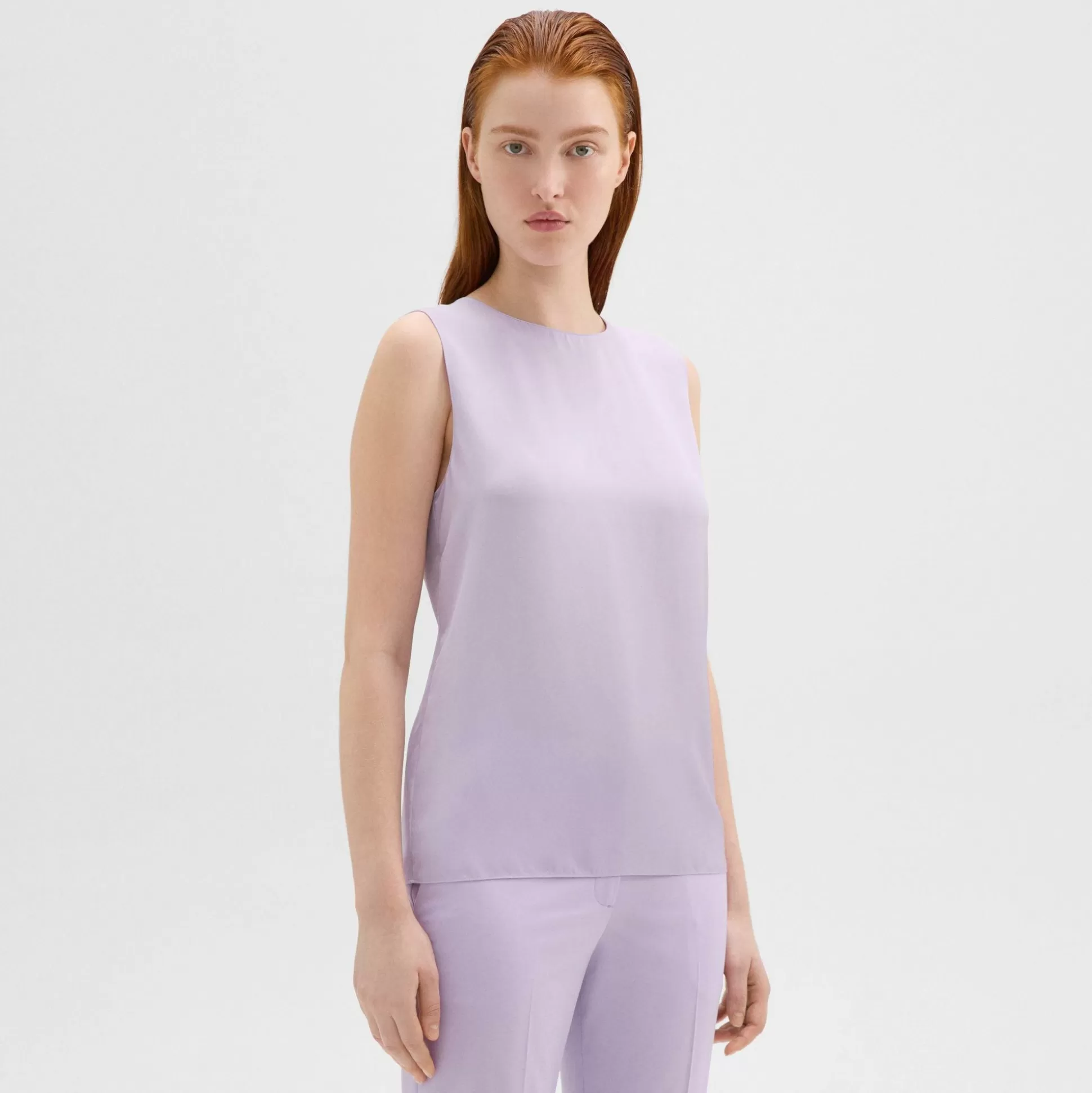 Theory Shell Top In Silk Georgette-Women Tops