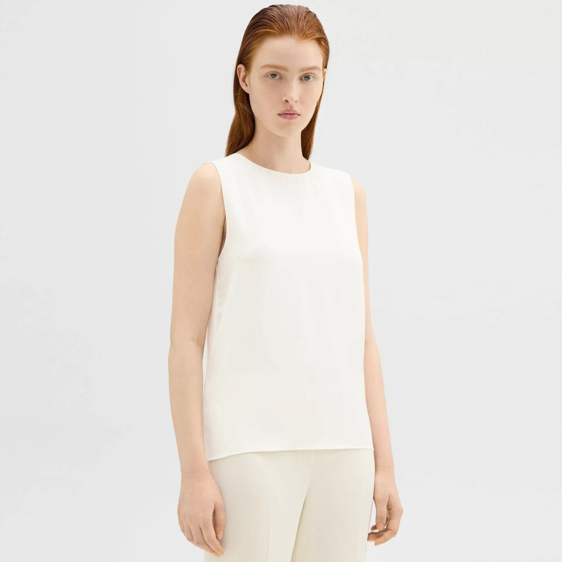 Theory Shell Top In Silk Georgette-Women Tops