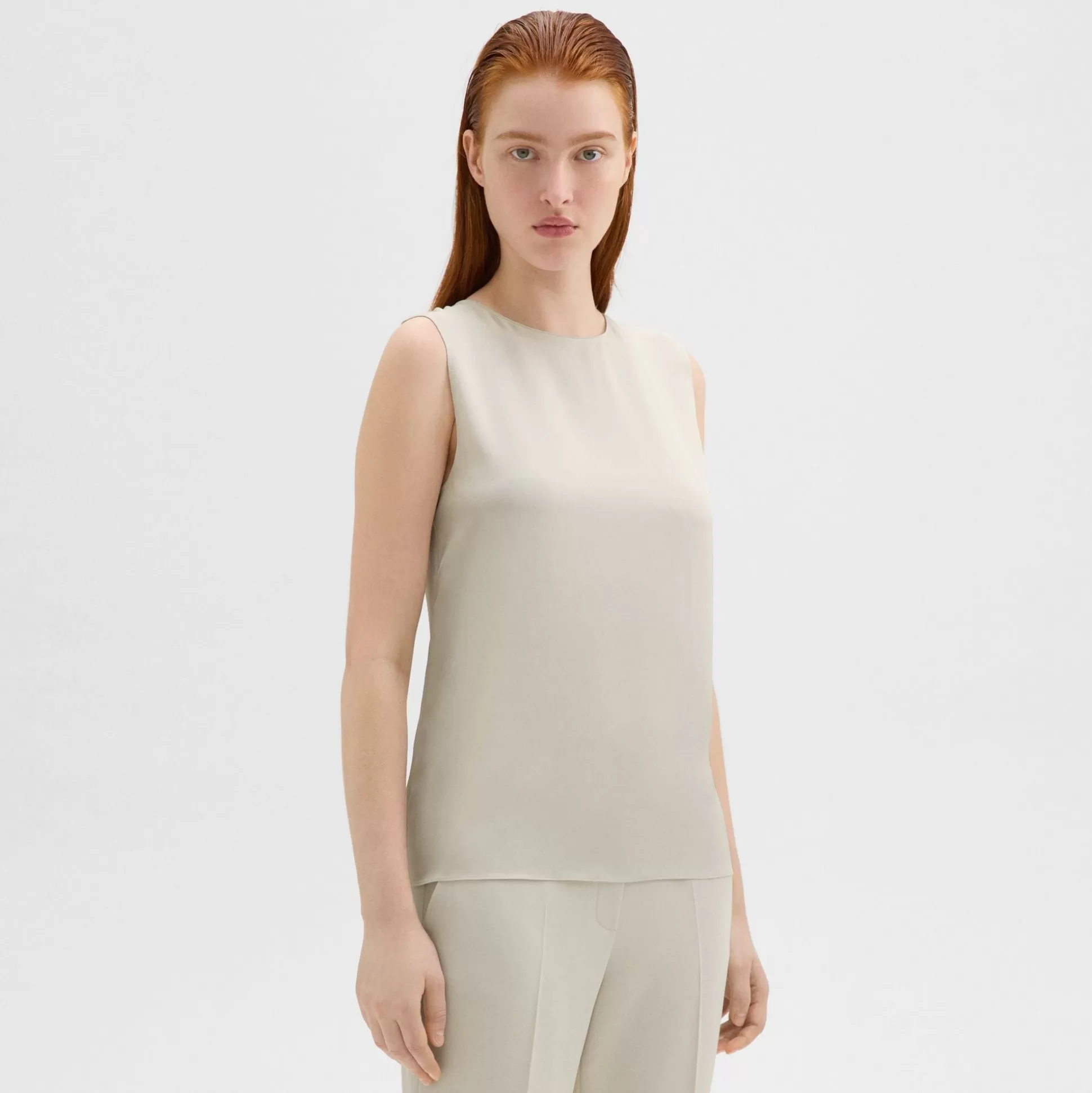 Theory Shell Top In Silk Georgette-Women Tops