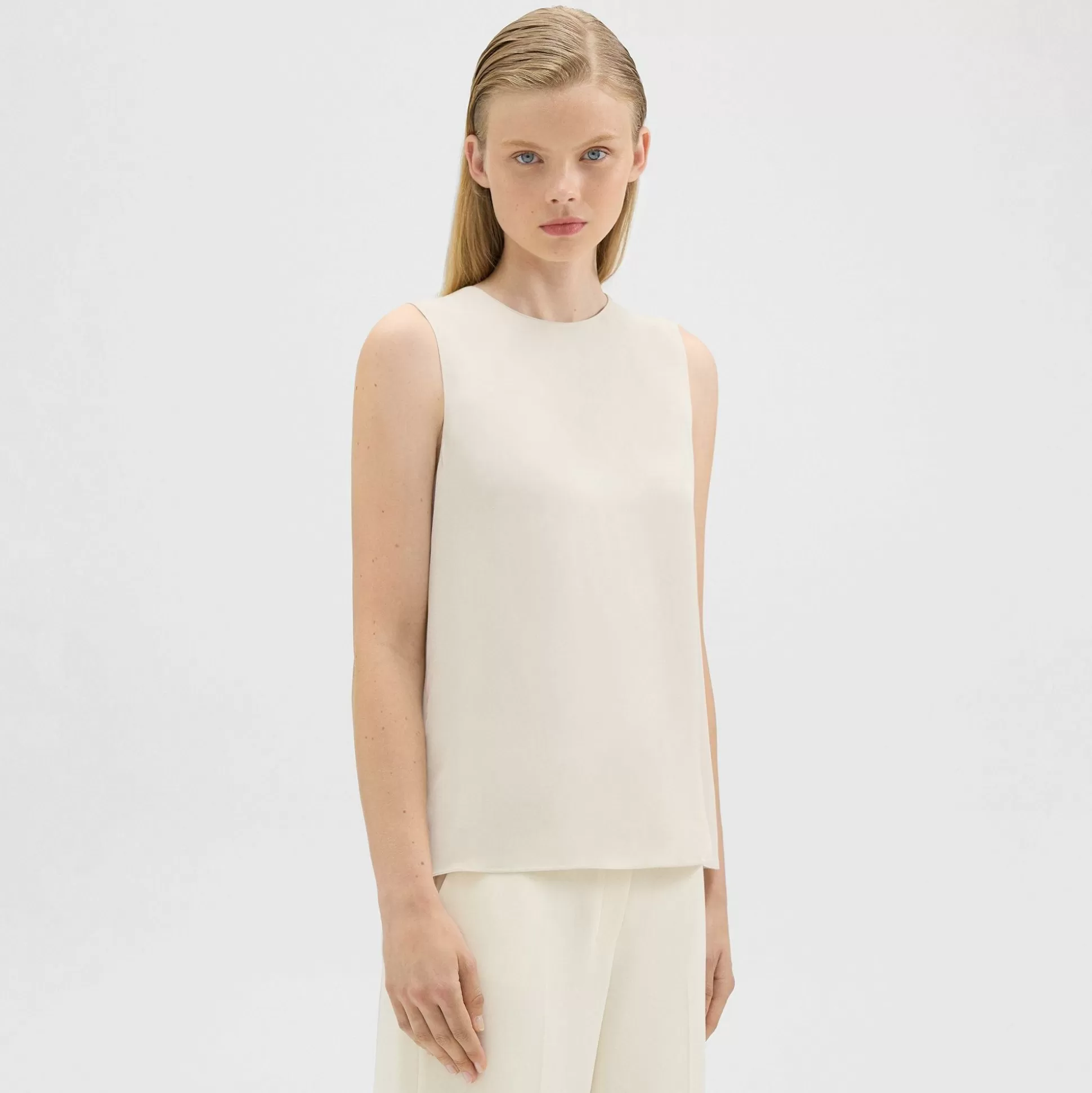 Theory Shell Top In Silk Georgette-Women Tops