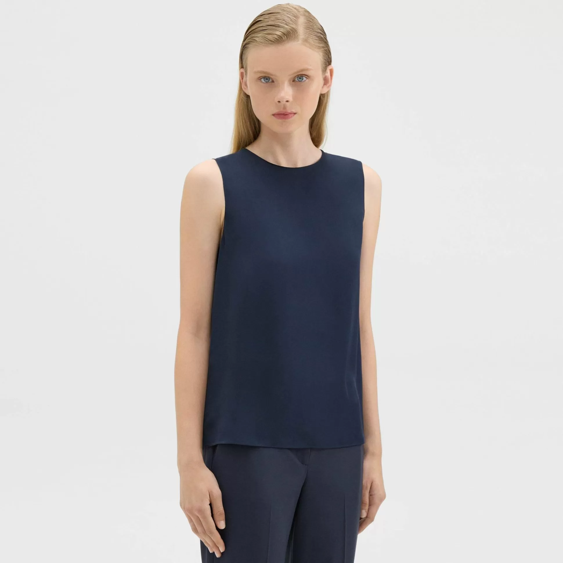 Theory Shell Top In Silk Georgette-Women Tops