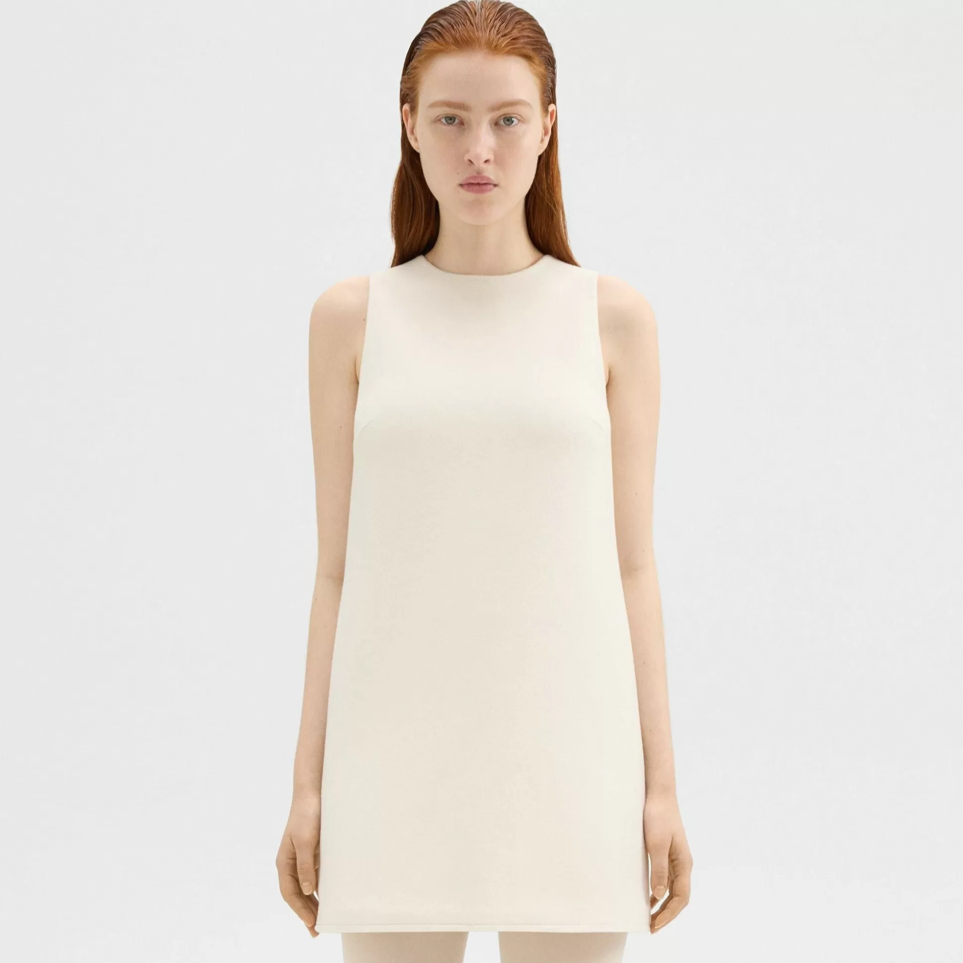 Theory Shift Dress In Double-Face Wool-Cashmere-Women Dresses