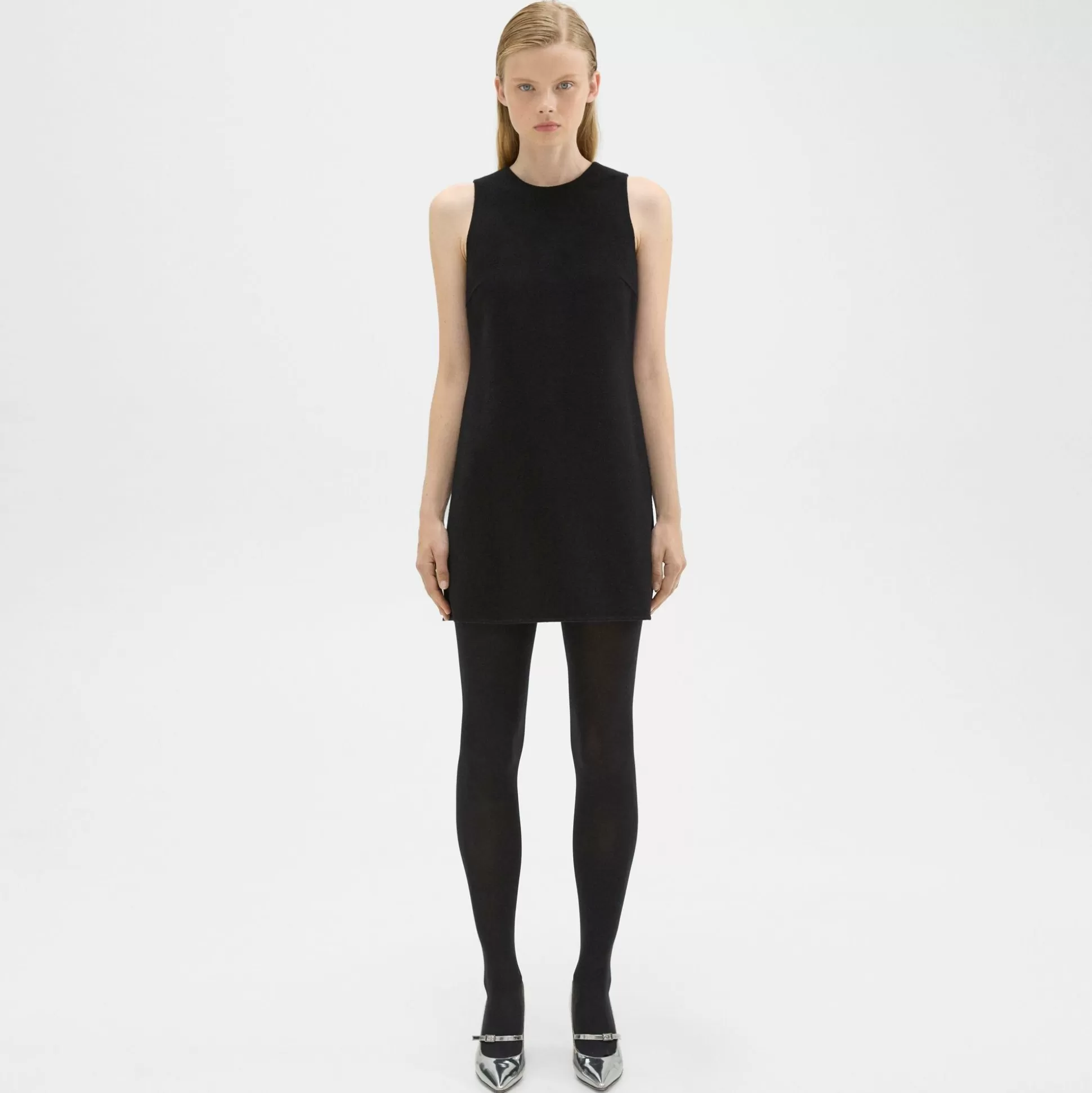 Theory Shift Dress In Double-Face Wool-Cashmere-Women Dresses