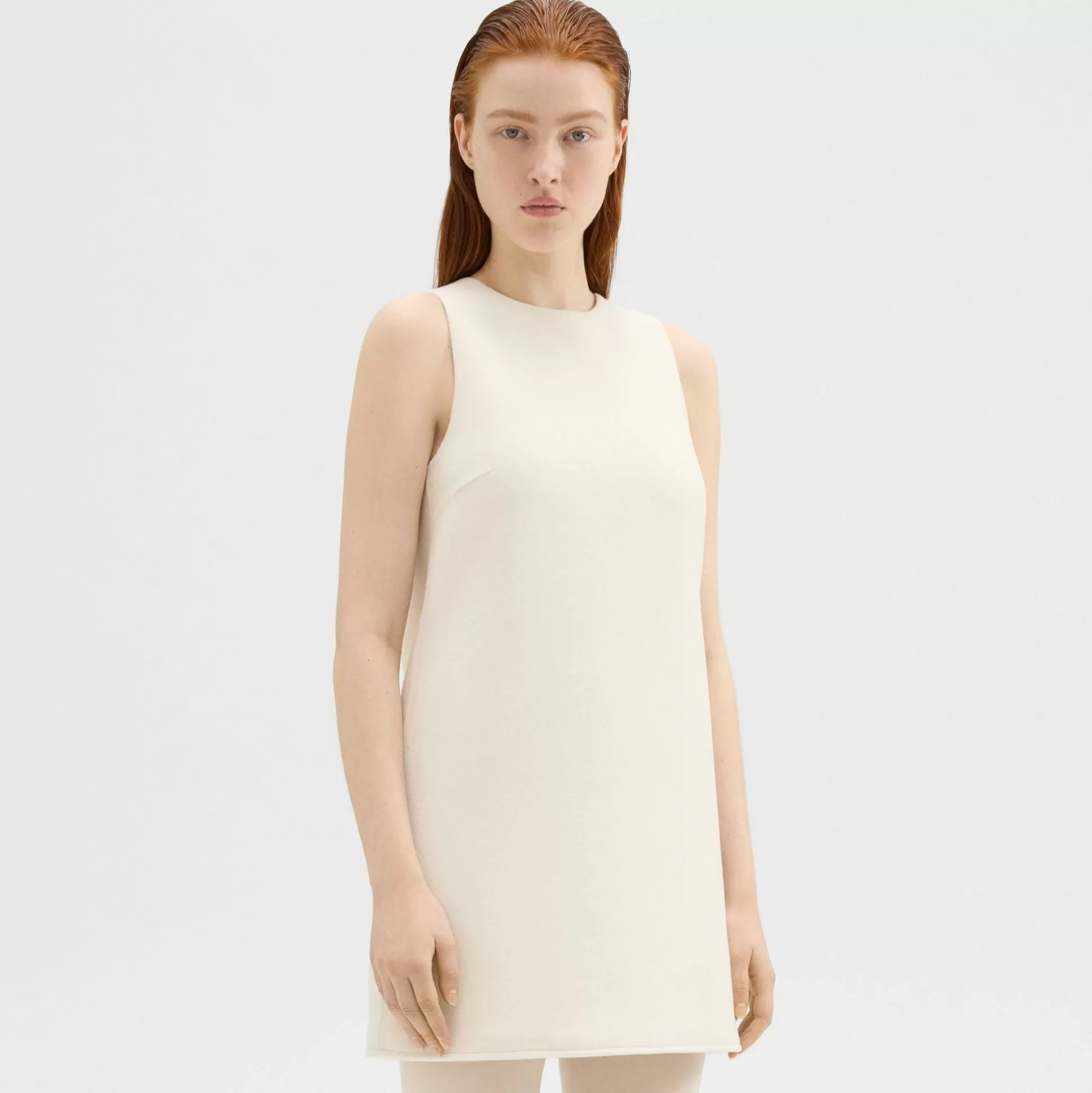 Theory Shift Dress In Double-Face Wool-Cashmere-Women Dresses