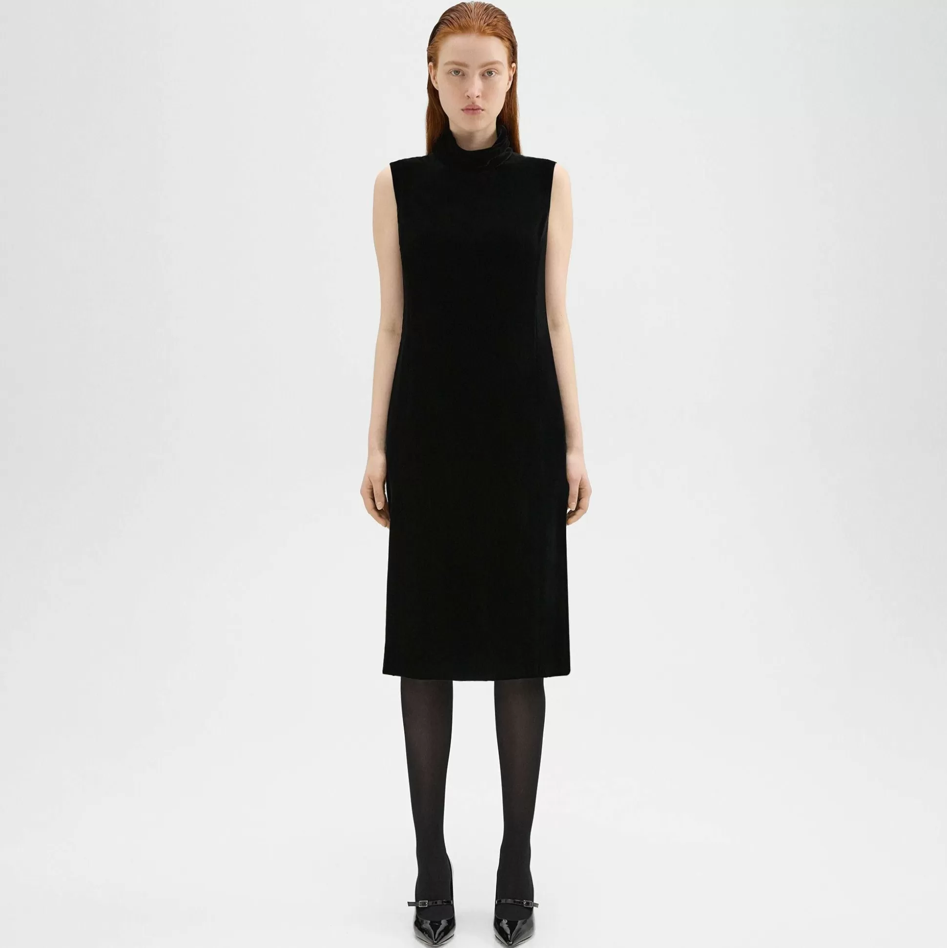 Theory Shift Dress In Stretch Velvet-Women Dresses